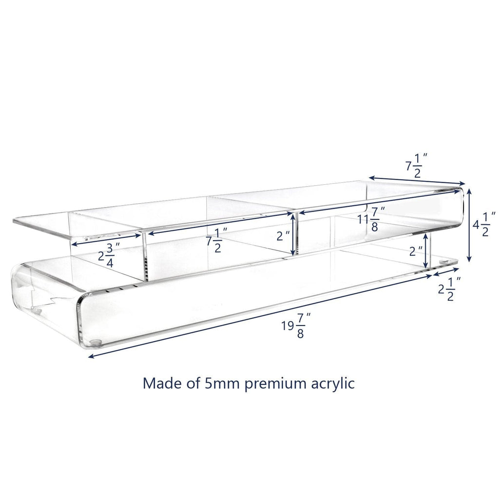#SAT20110 Acrylic Monitor 3-Tier Storage Riser Stand for Desk & Countertop with 3 Compartments