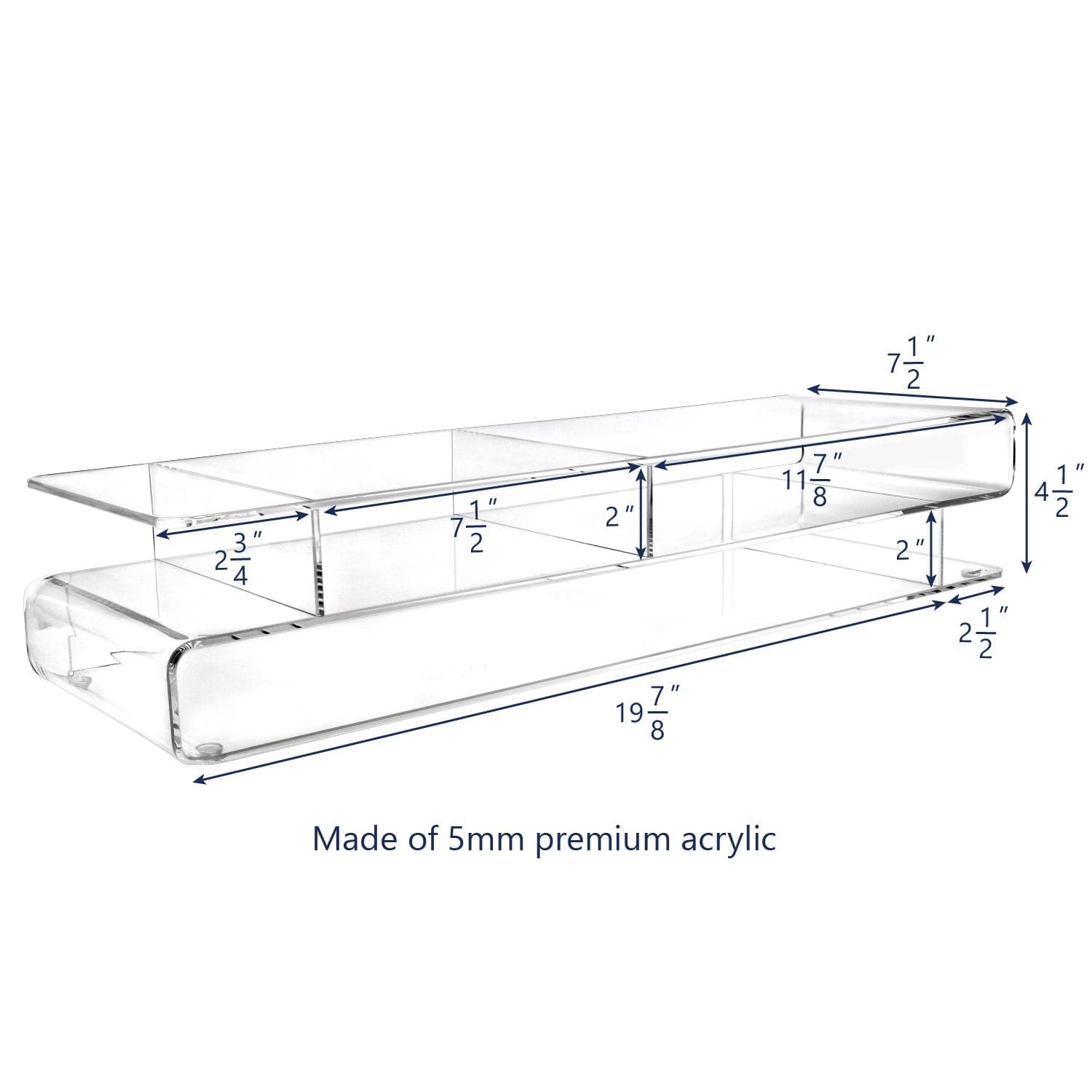 #SAT20110 Acrylic Monitor 3-Tier Storage Riser Stand for Desk & Countertop with 3 Compartments