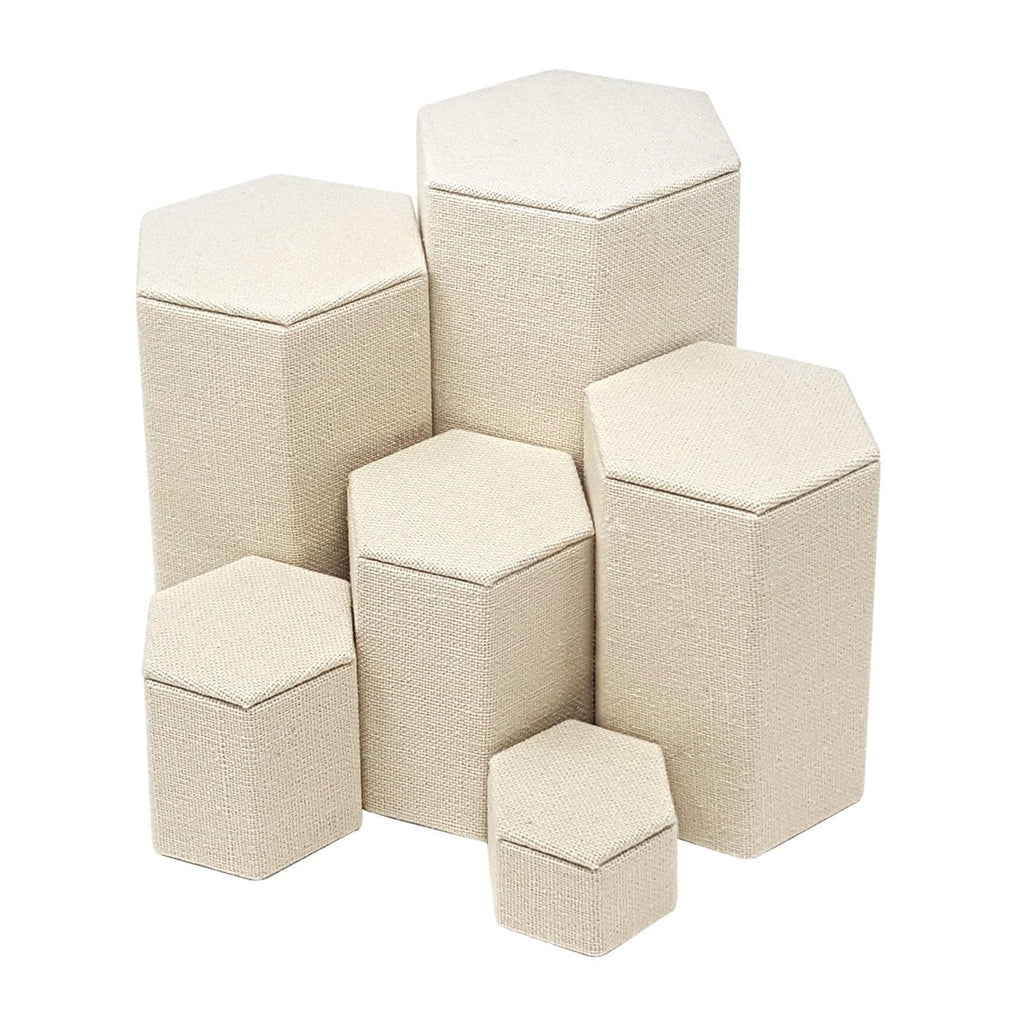 #ST-3138N-LE Burlap Linen Risers Set, 6 pcs