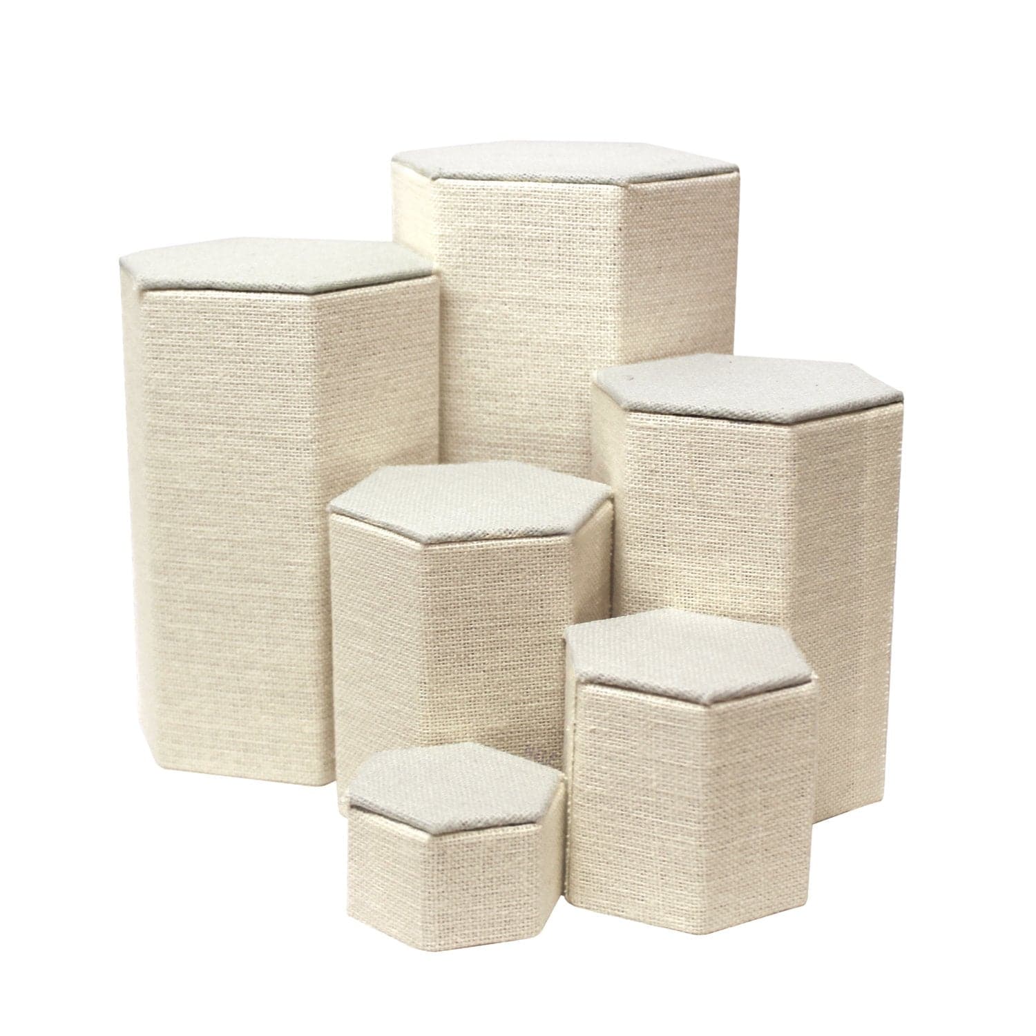 #ST-3138N-LE Burlap Linen Risers Set, 6 pcs