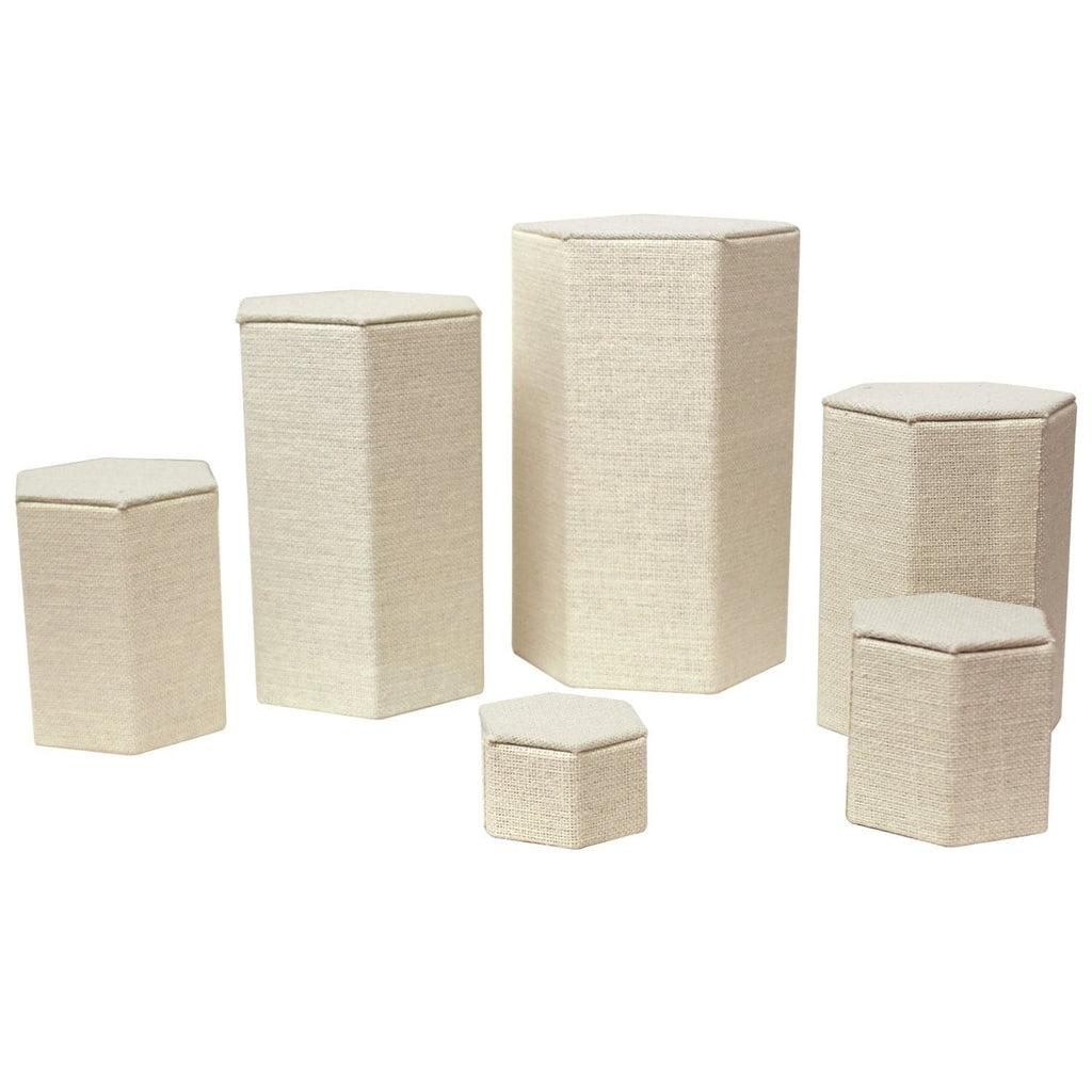 #ST-3138N-LE Burlap Linen Risers Set, 6 pcs