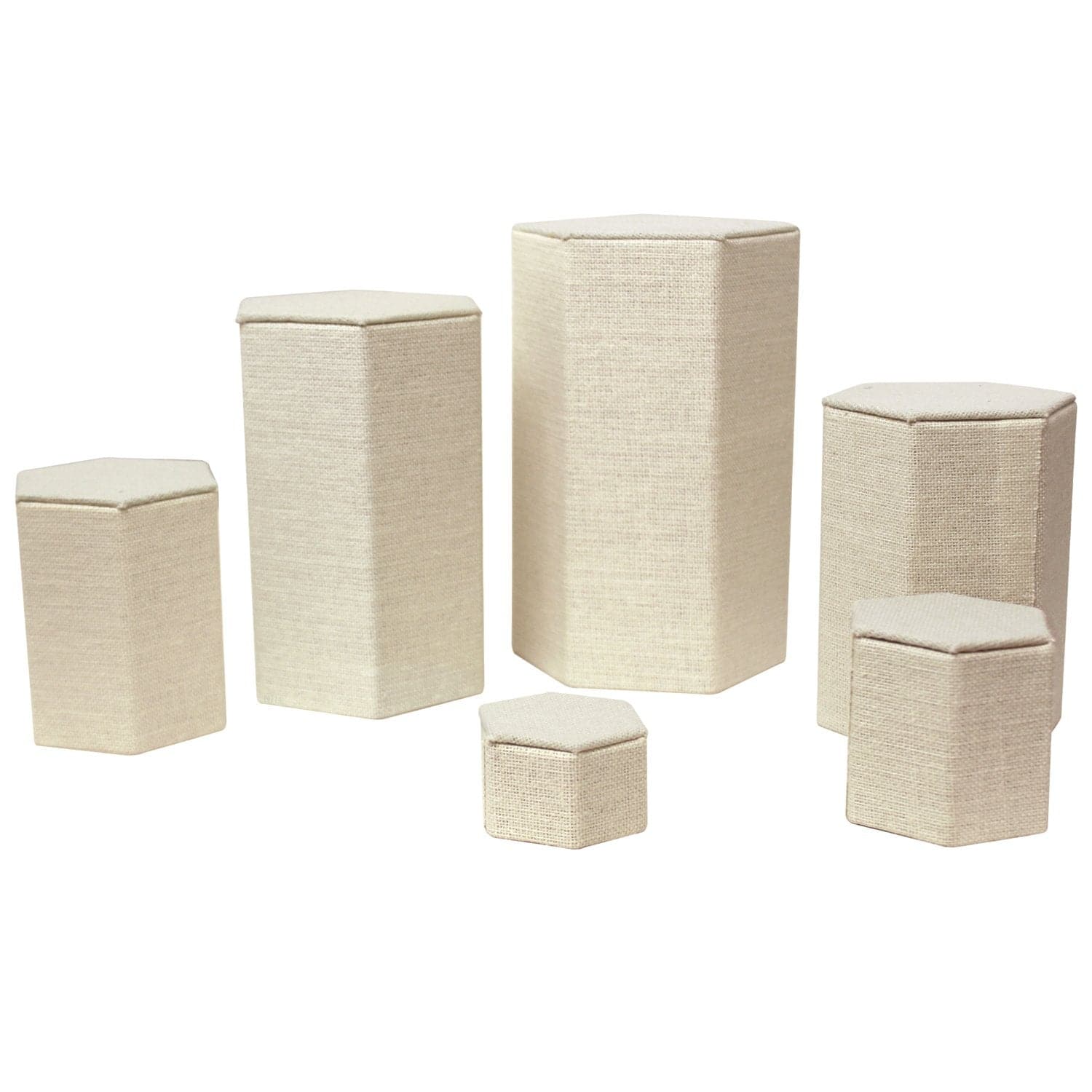 #ST-3138N-LE Burlap Linen Risers Set, 6 pcs