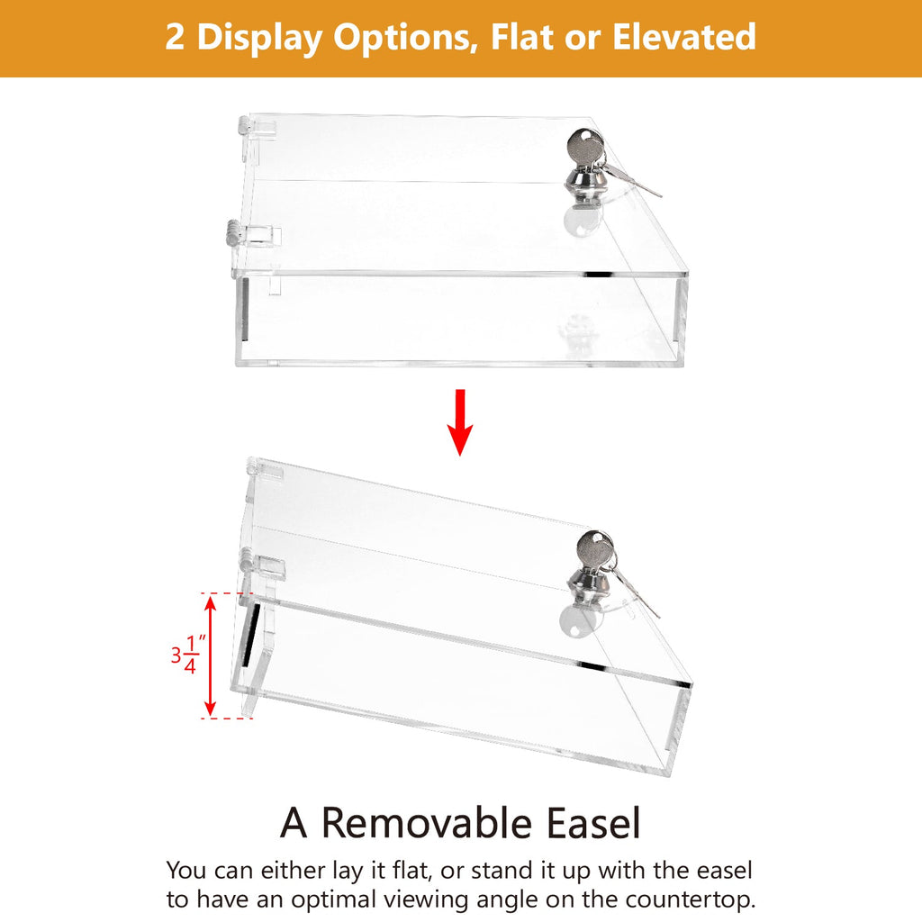 #TRJ2656 Acrylic Marketing Holder Locking Showcase Box Display Tray for Watches Jewelry Collector Knives with a Key.