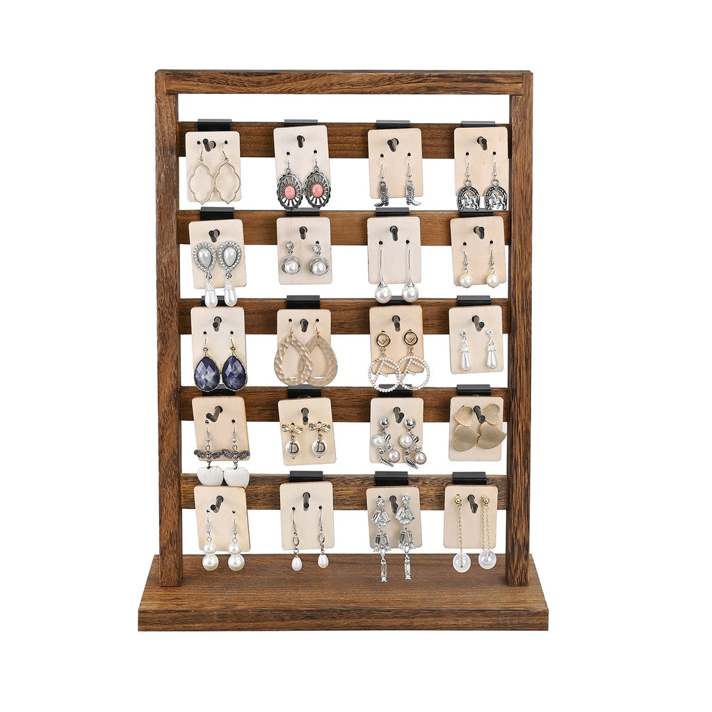 #WD2005 Wooden jewelry rack with 20 black hooks