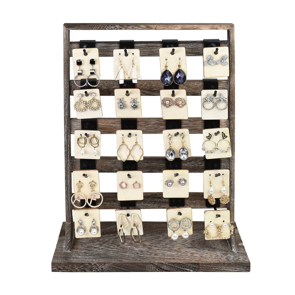 #WD2005 Wooden jewelry rack with 20 black hooks