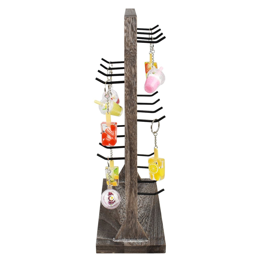 #WD2005 Wooden jewelry rack with 20 black hooks