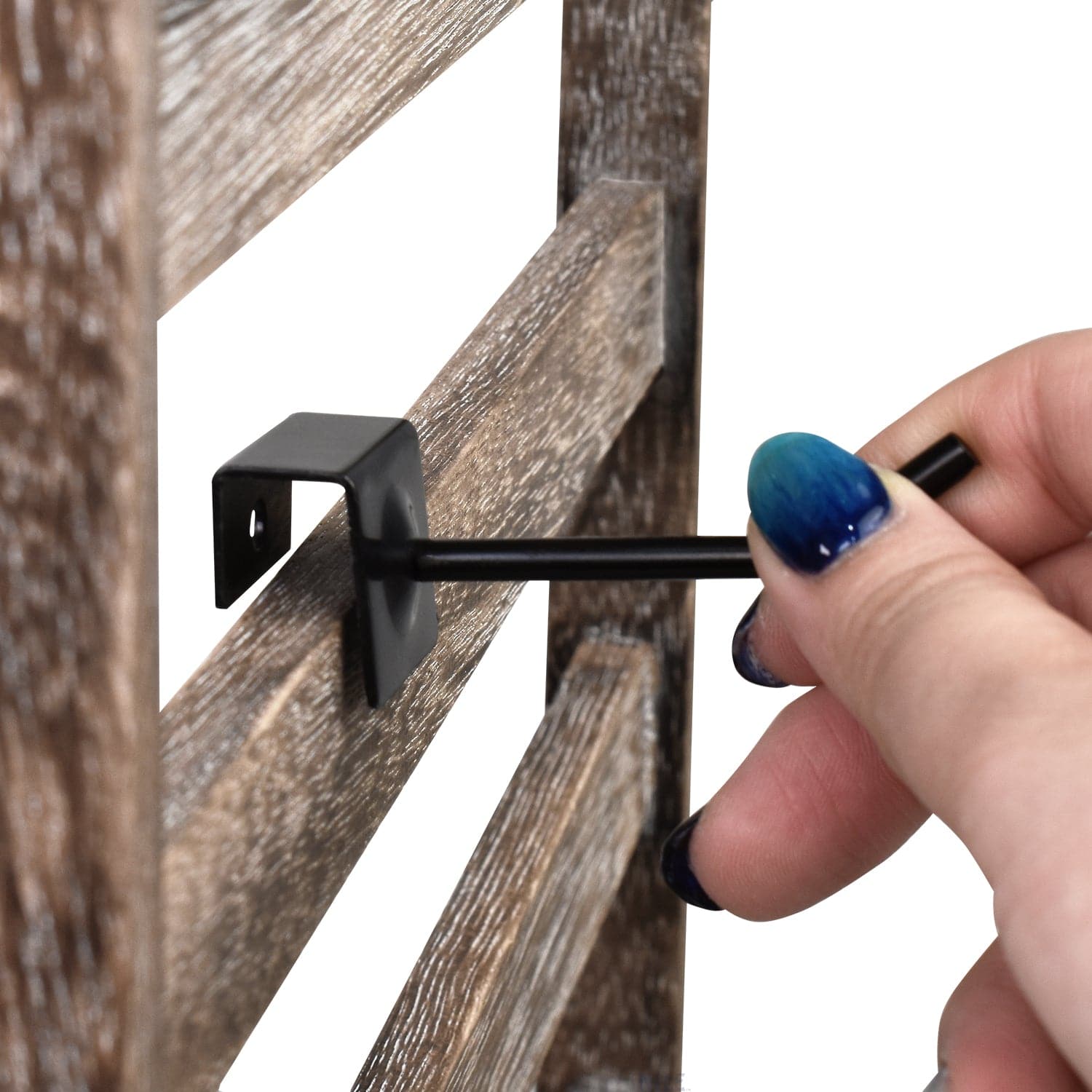 #WD2005 Wooden jewelry rack with 20 black hooks