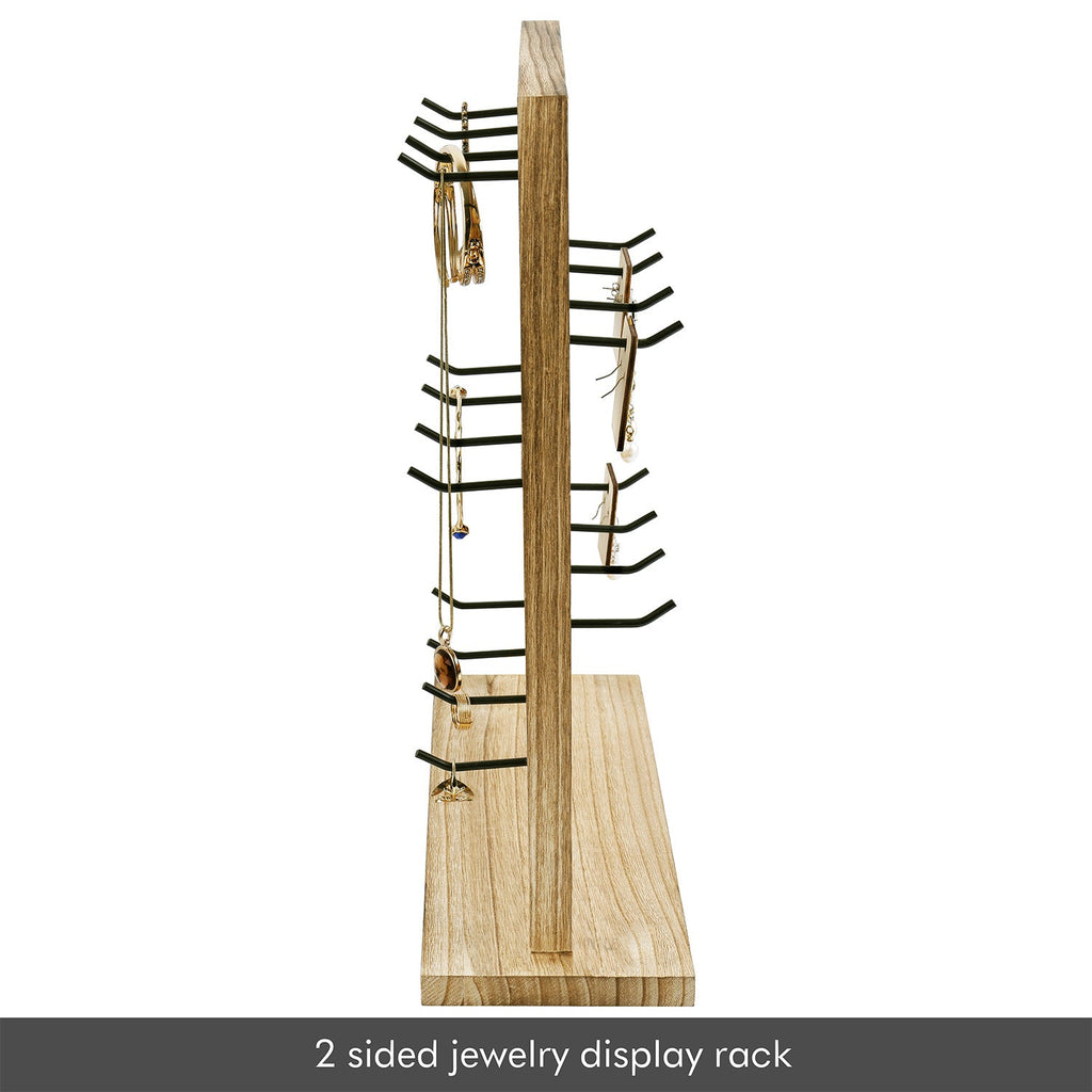 #WD2005 Wooden jewelry rack with 20 black hooks