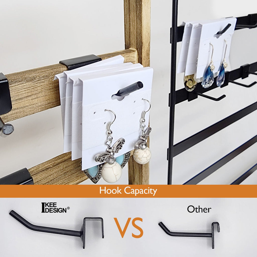 #WD2005 Wooden jewelry rack with 20 black hooks