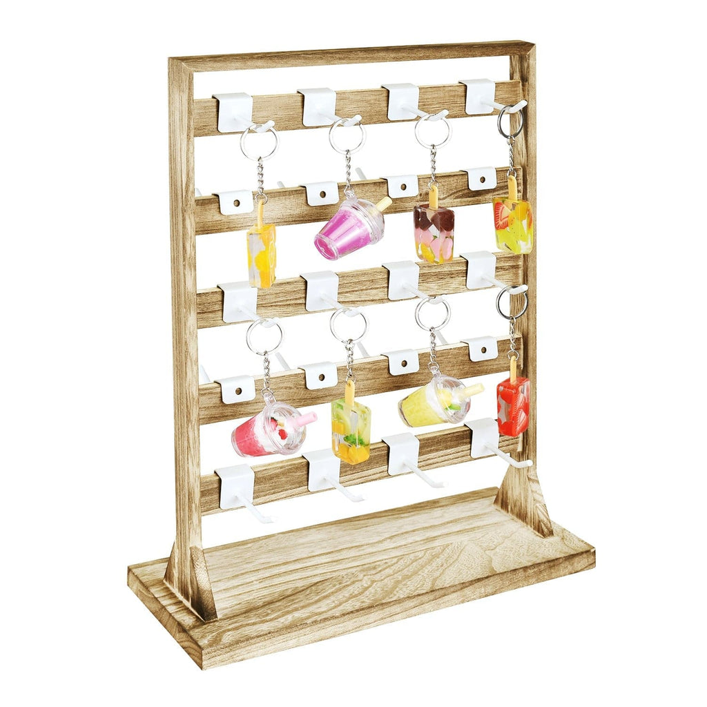 #WD2005 Wooden jewelry rack with  20 white hooks