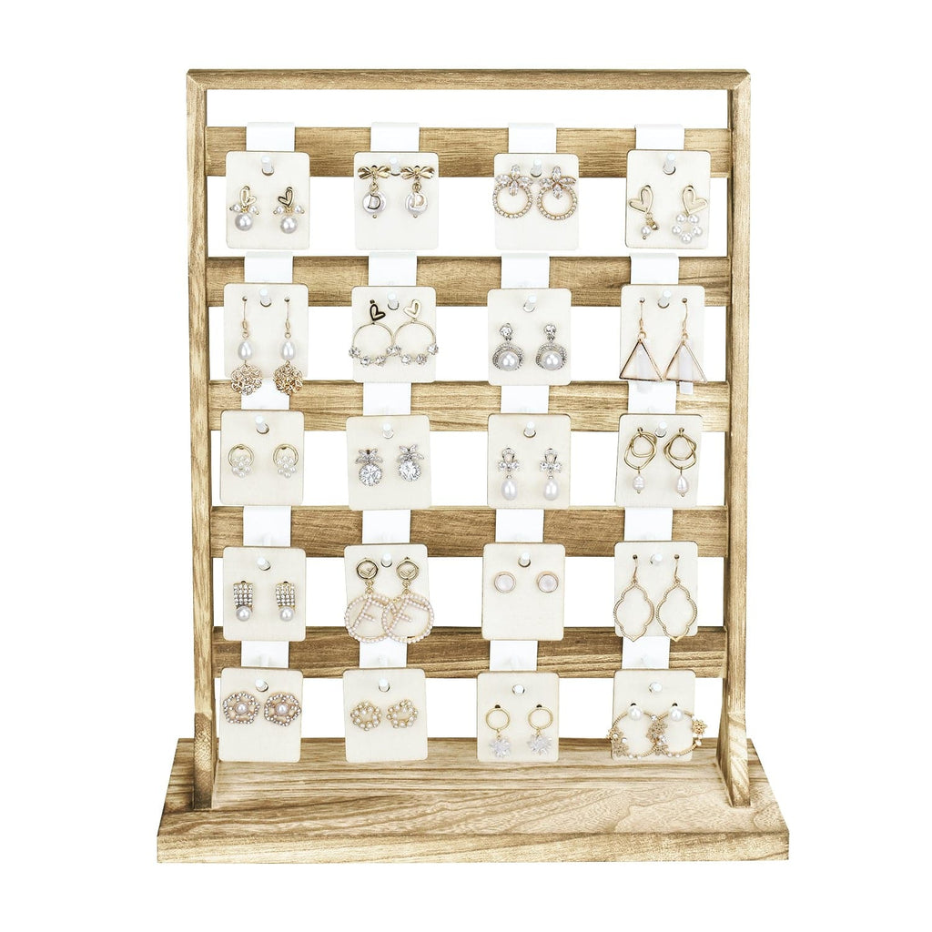 #WD2005 Wooden jewelry rack with  20 white hooks