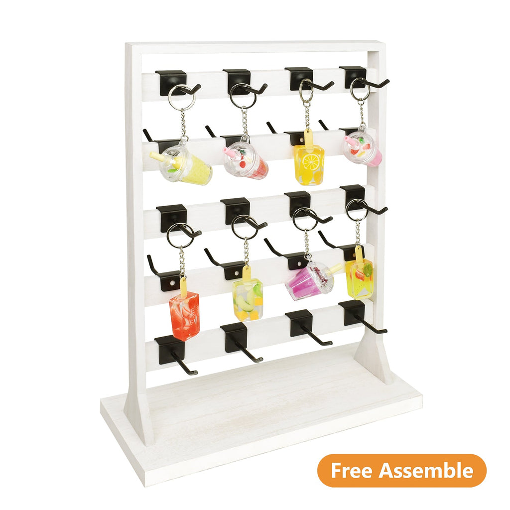 #WD2005 Wooden jewelry rack with 20 black hooks