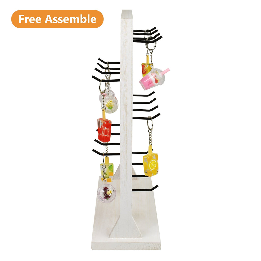 #WD2005 Wooden jewelry rack with 20 black hooks