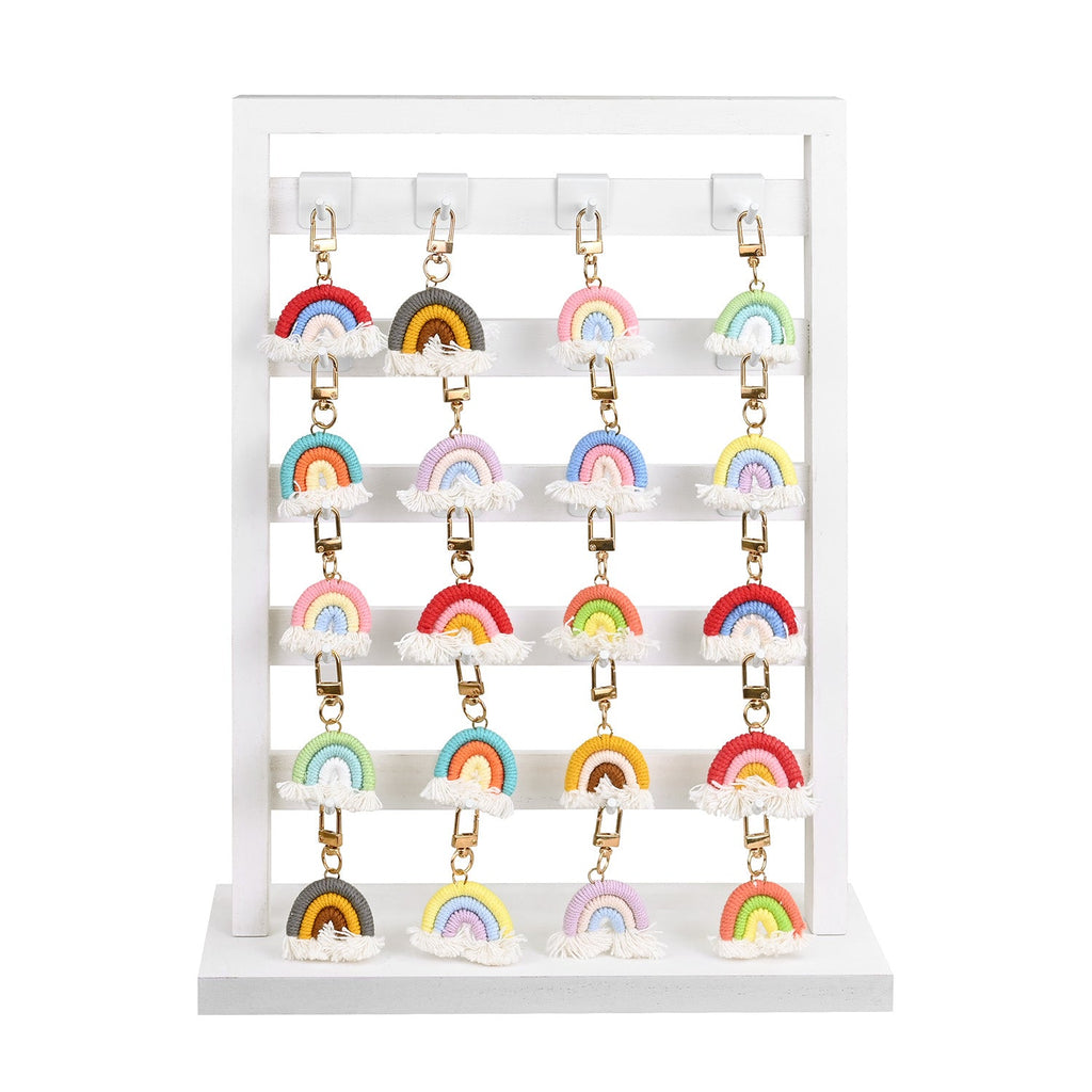 #WD2005 Wooden jewelry rack with  20 white hooks