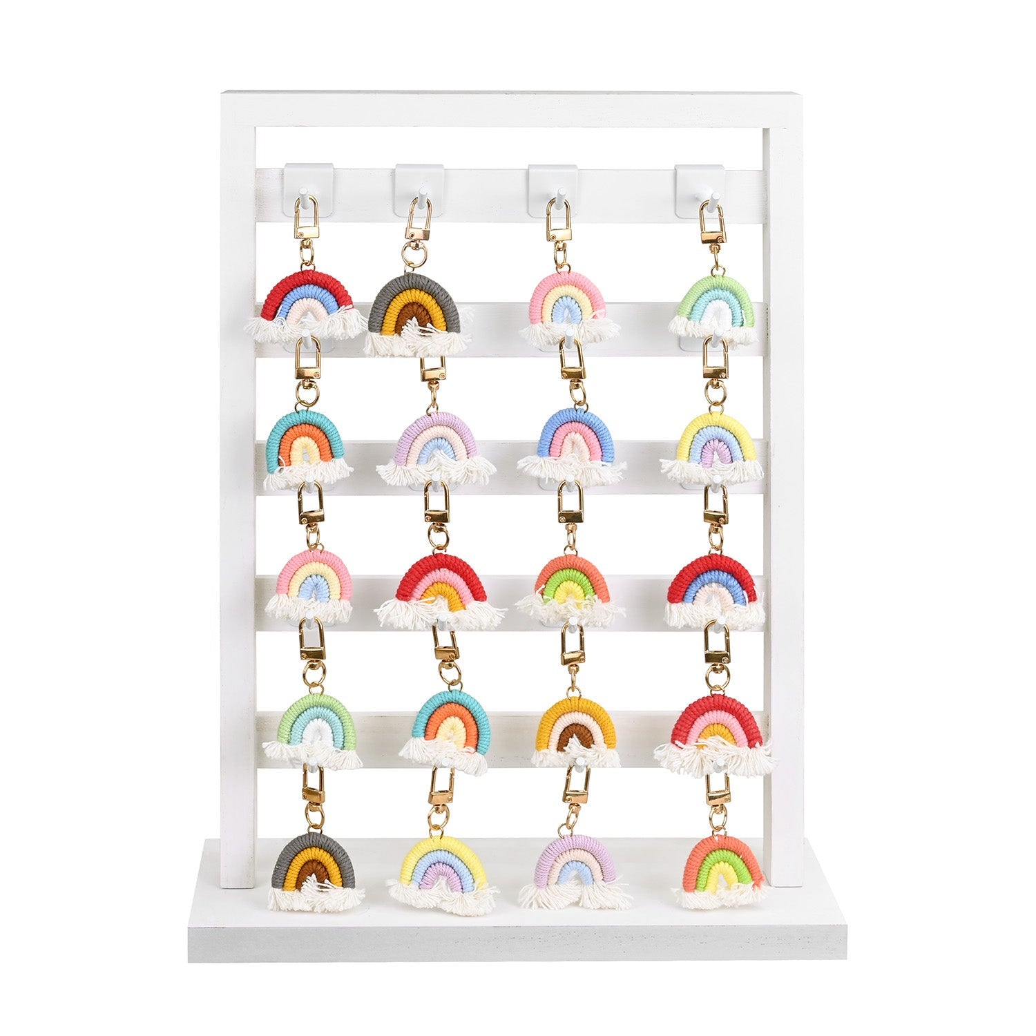 #WD2005 Wooden jewelry rack with  20 white hooks