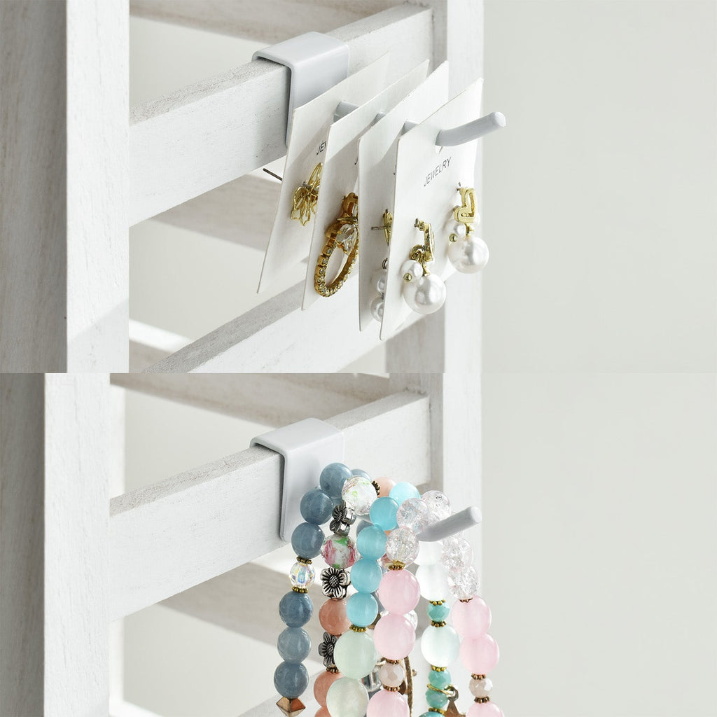 #WD2005 Wooden jewelry rack with  20 white hooks