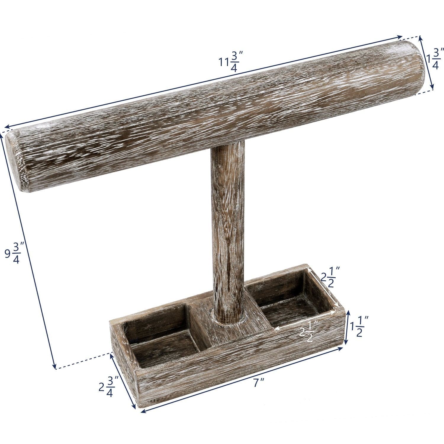 #WD219-6 Wooden T-bar Jewelry Display Stand with Compartments