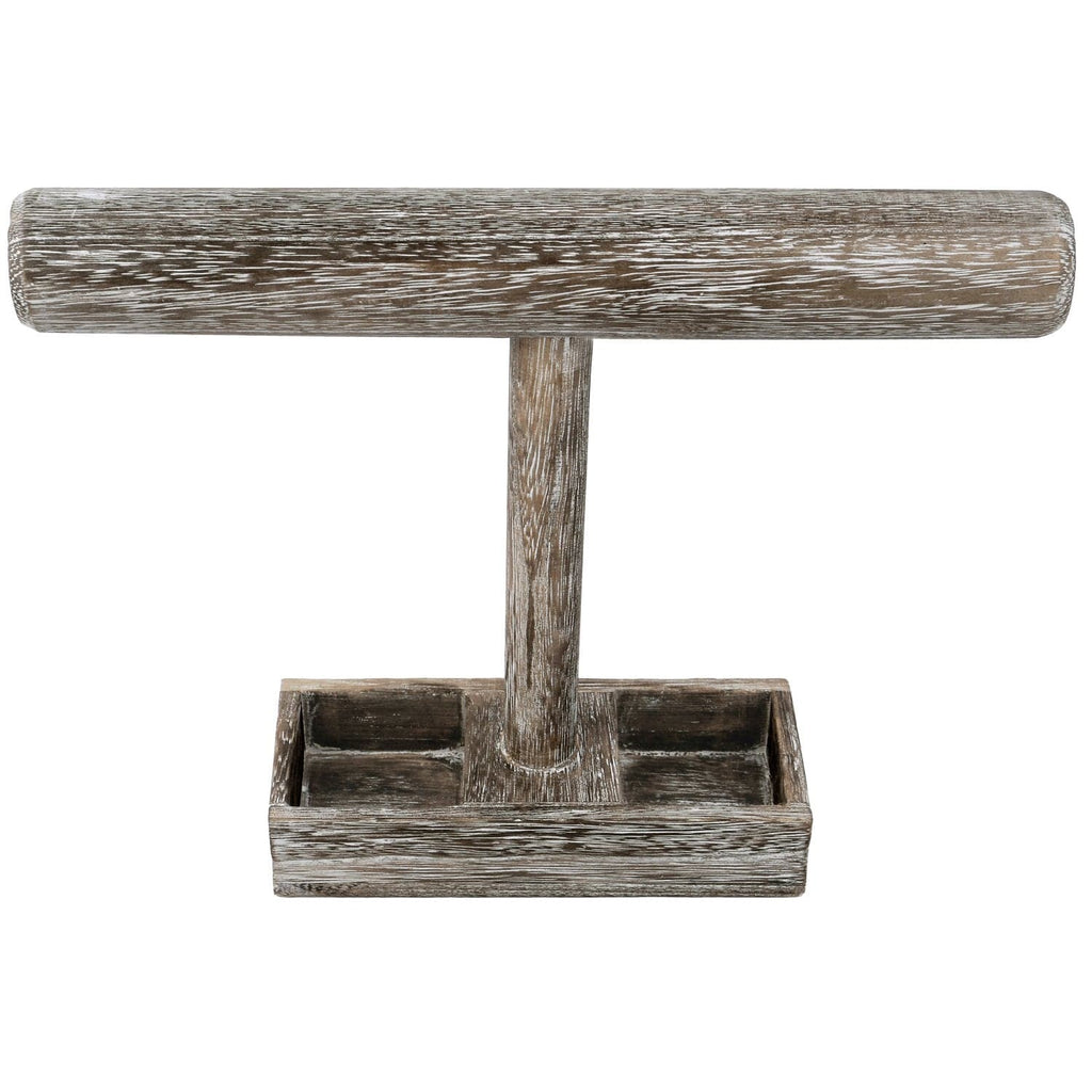 #WD219-6 Wooden T-bar Jewelry Display Stand with Compartments