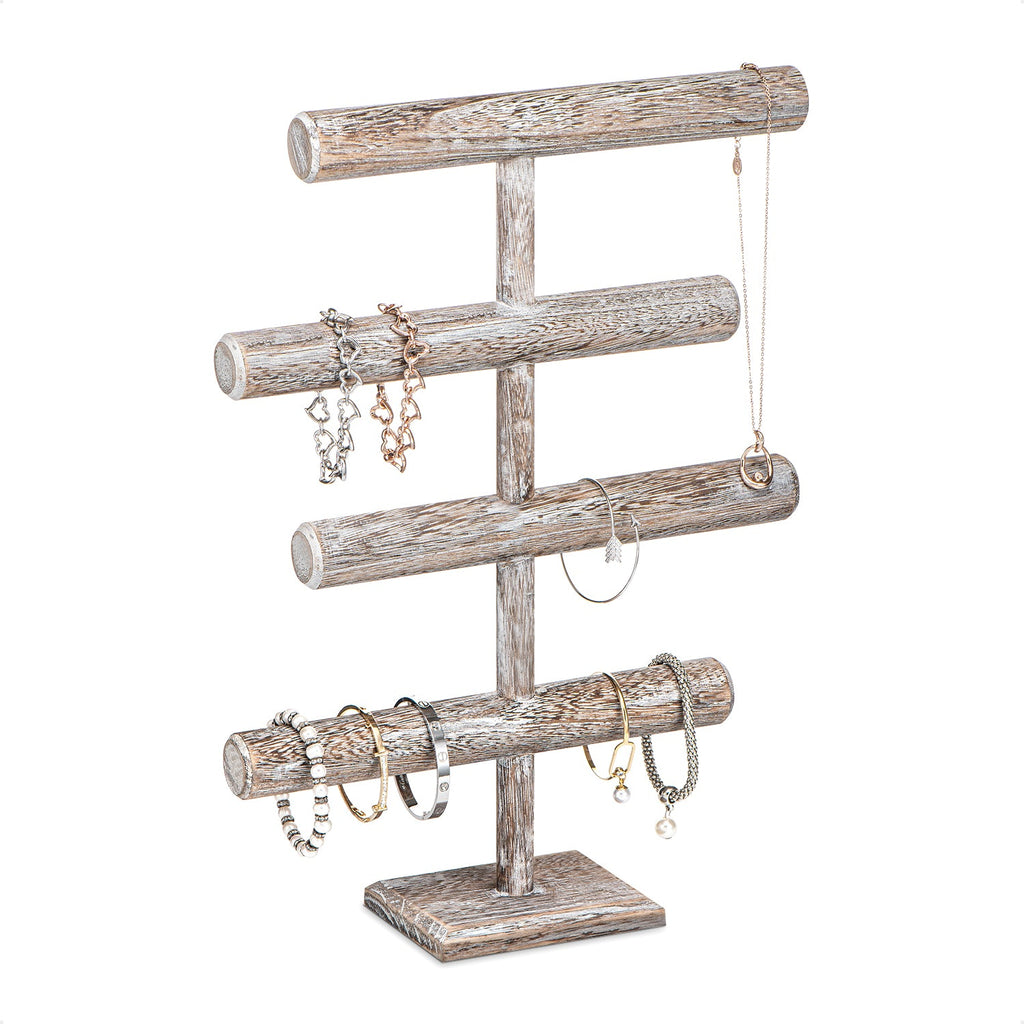 #WD2965 Wooden 4-Tier Jewelry Display Stand