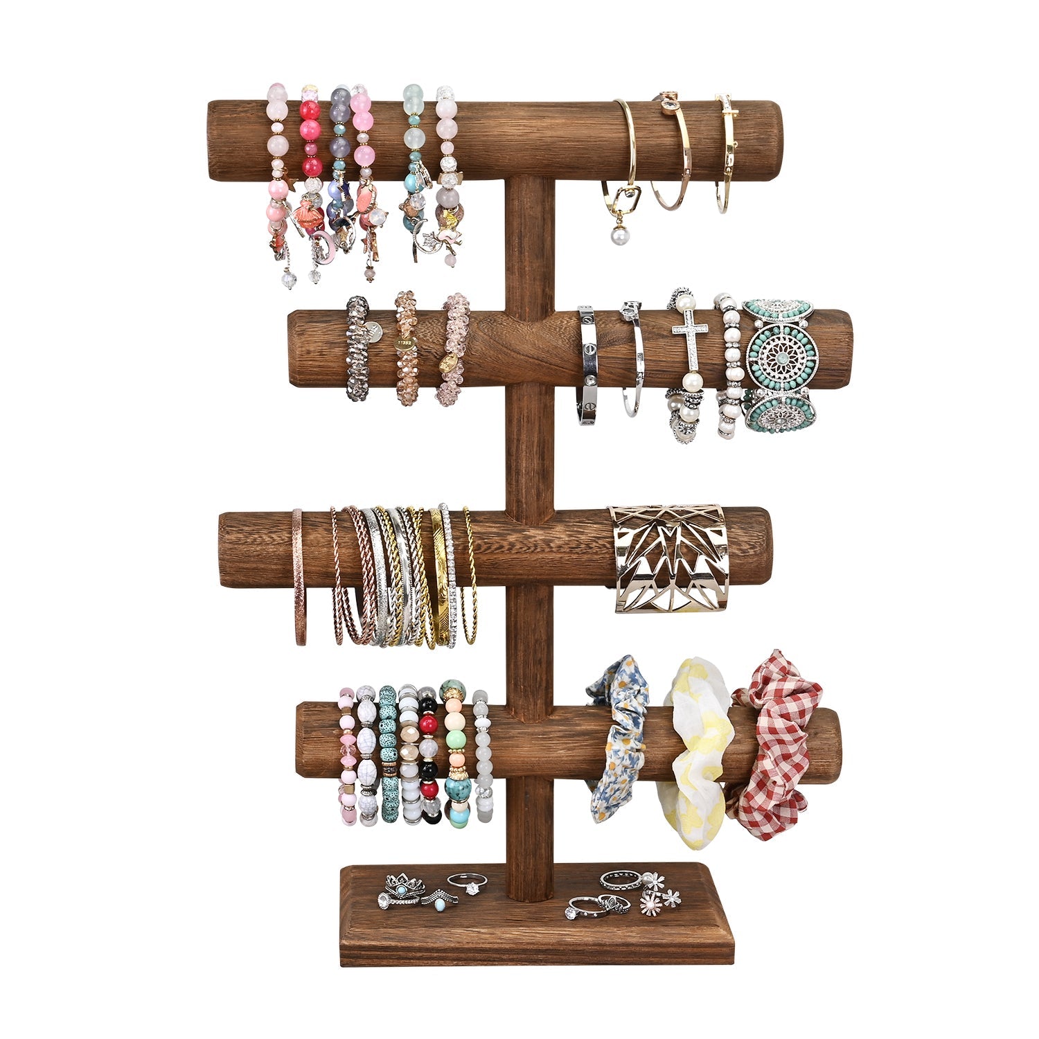 #WD2965 Wooden 4-Tier Jewelry Display Stand