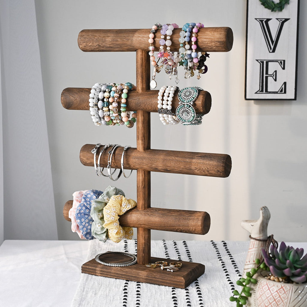 #WD2965 Wooden 4-Tier Jewelry Display Stand