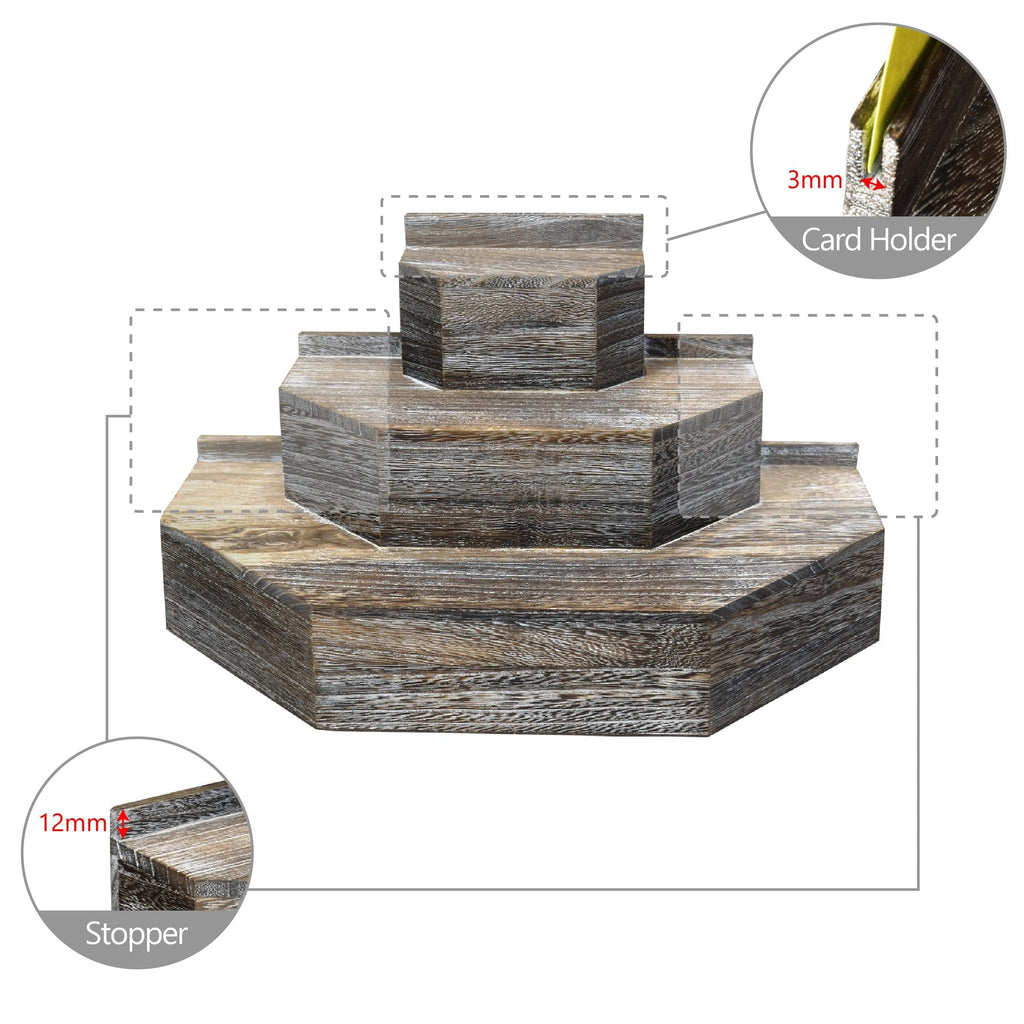 #WD3015 3-Tier Wood Stair Step Shelf Step Display Risers, Coffee Color