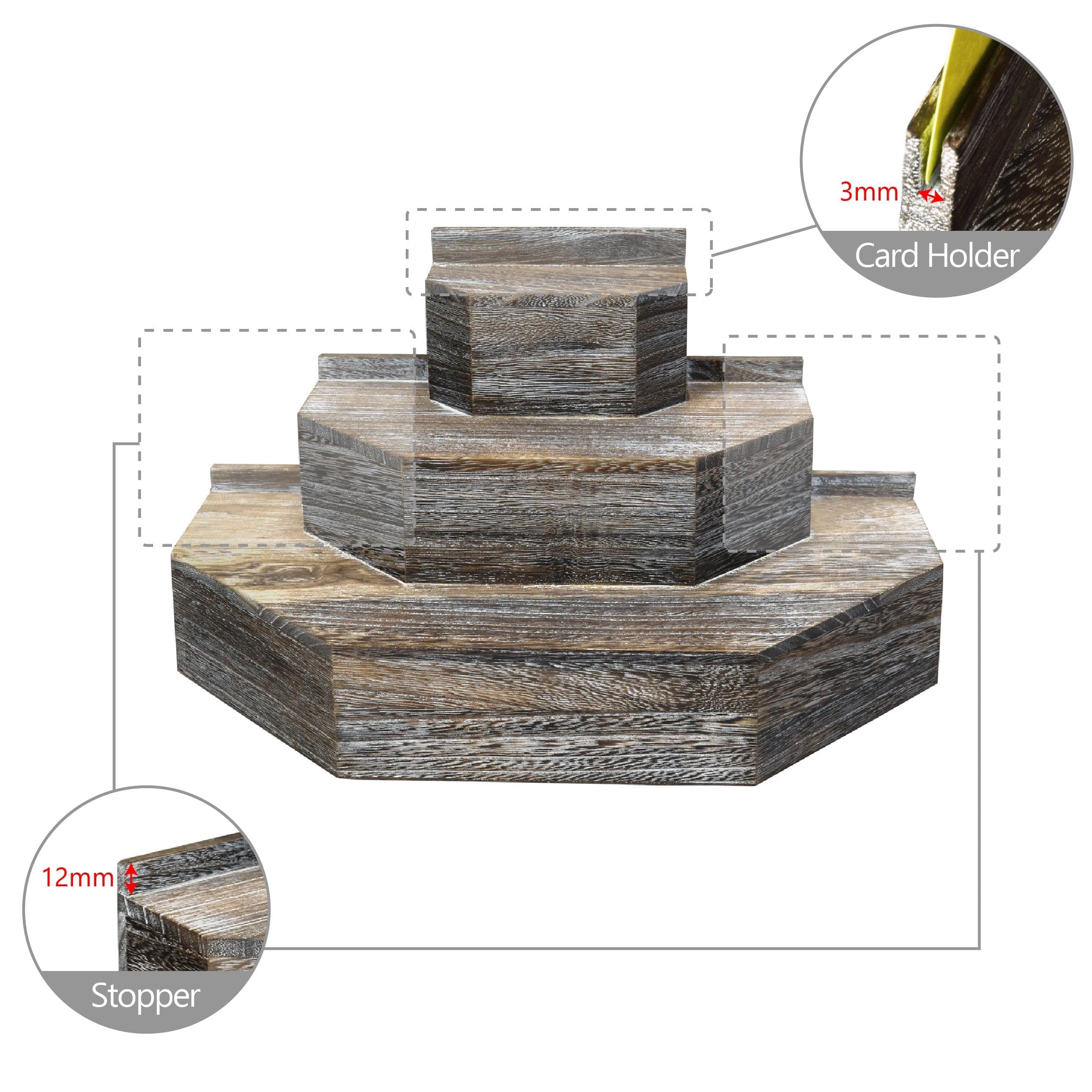 #WD3015 3-Tier Wood Stair Step Shelf Step Display Risers, Coffee Color