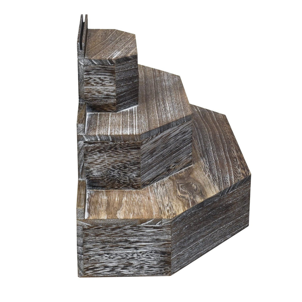 #WD3015 3-Tier Wood Stair Step Shelf Step Display Risers, Coffee Color