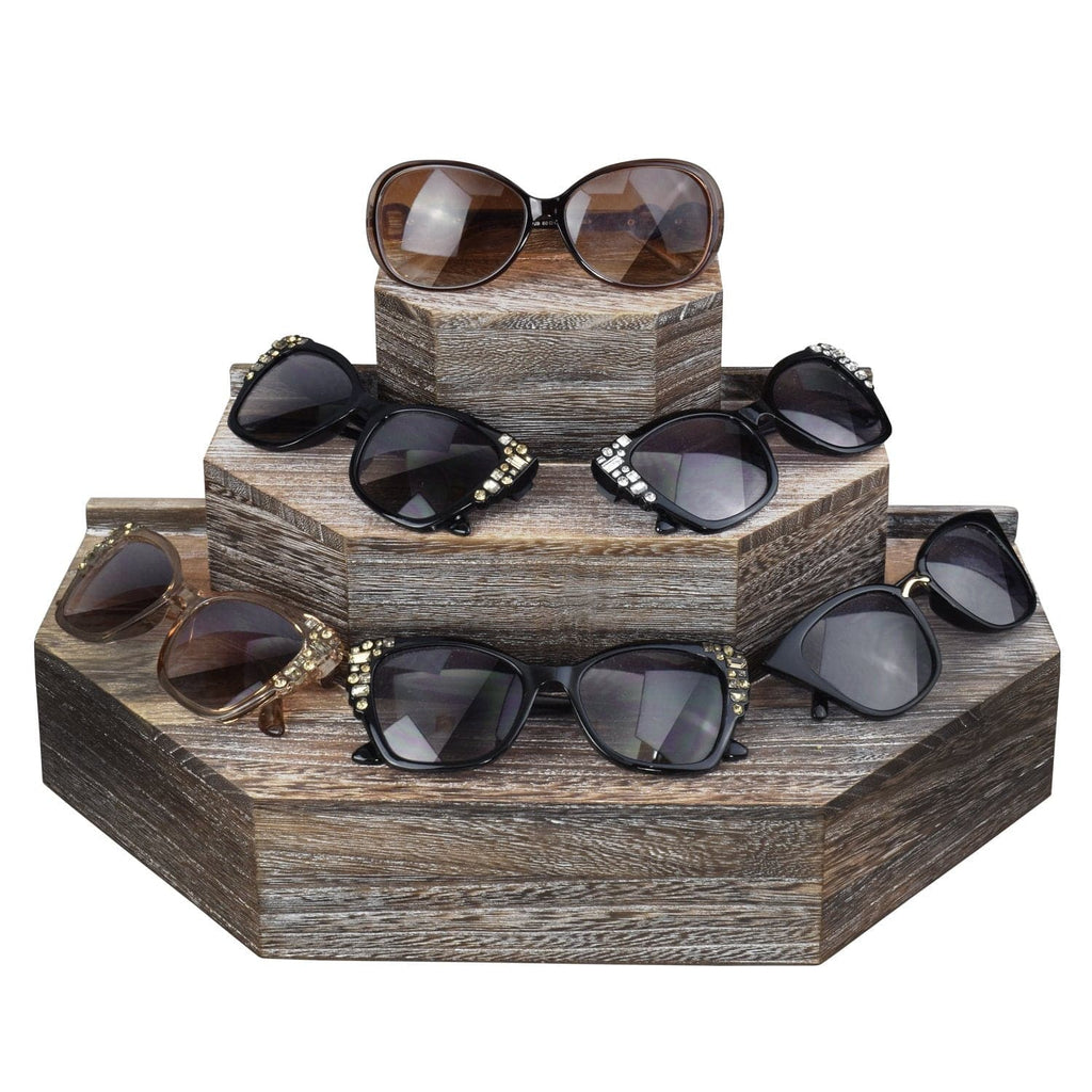 #WD3015 3-Tier Wood Stair Step Shelf Step Display Risers, Coffee Color