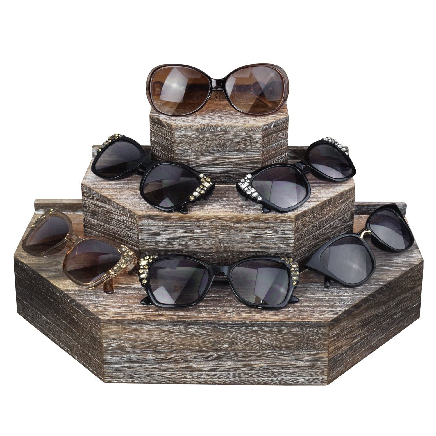 #WD3015 3-Tier Wood Stair Step Shelf Step Display Risers, Coffee Color