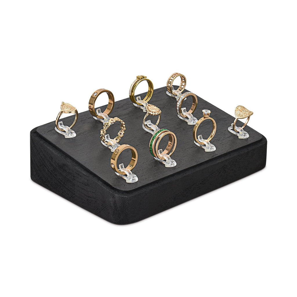 #WD3511-BK Wooden 11 Acrylic Clips Ring Tray Display
