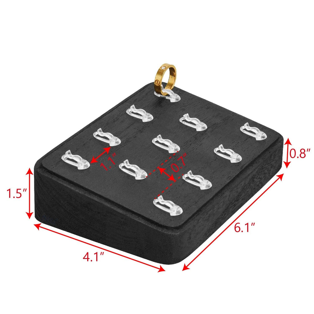 #WD3511-BK Wooden 11 Acrylic Clips Ring Tray Display