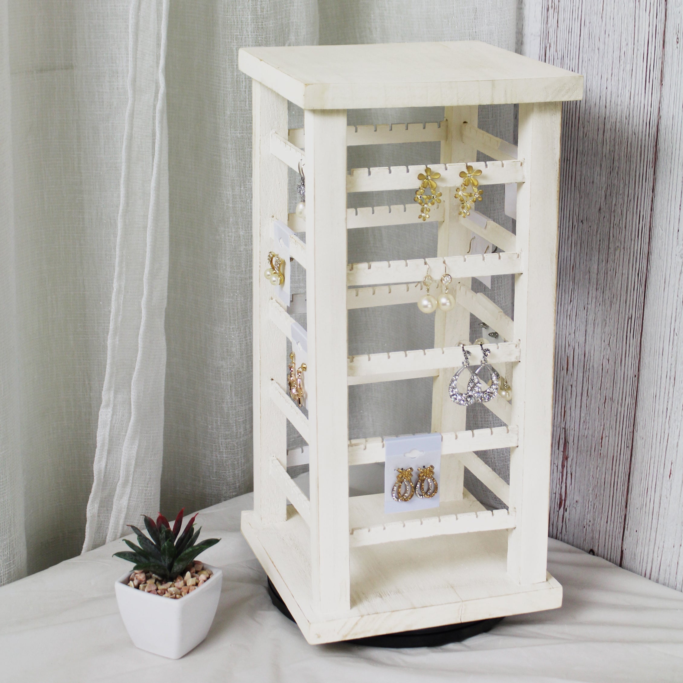 #WD3600-WH Rotating Jewelry Storage Earring Display