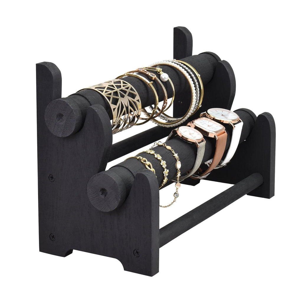 #WD3802 Wooden 2 Tier Bar Jewelry Bracelet Bangle Holder