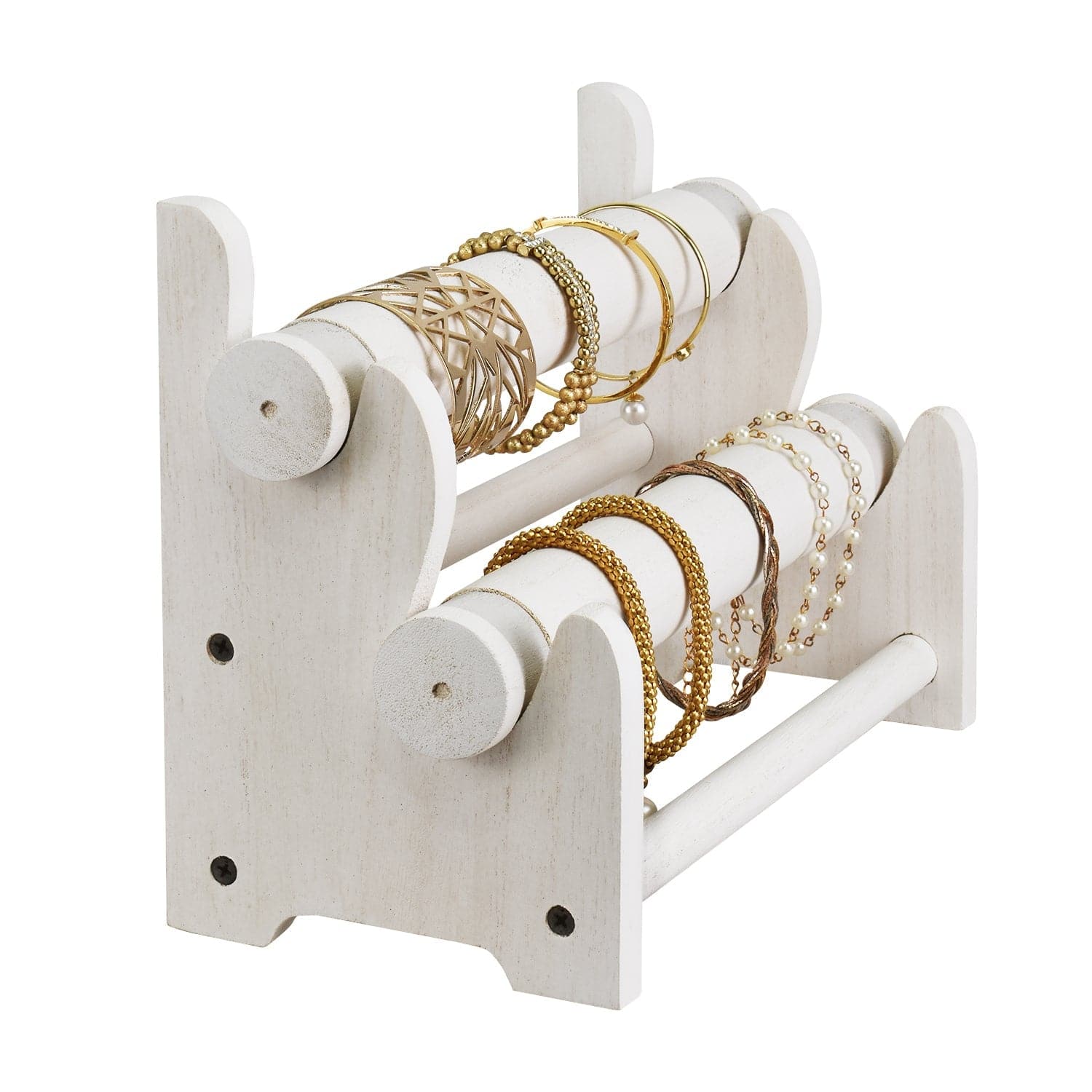 #WD3802 Wooden 2 Tier Bar Bracelet Bangle Jewelry Holder
