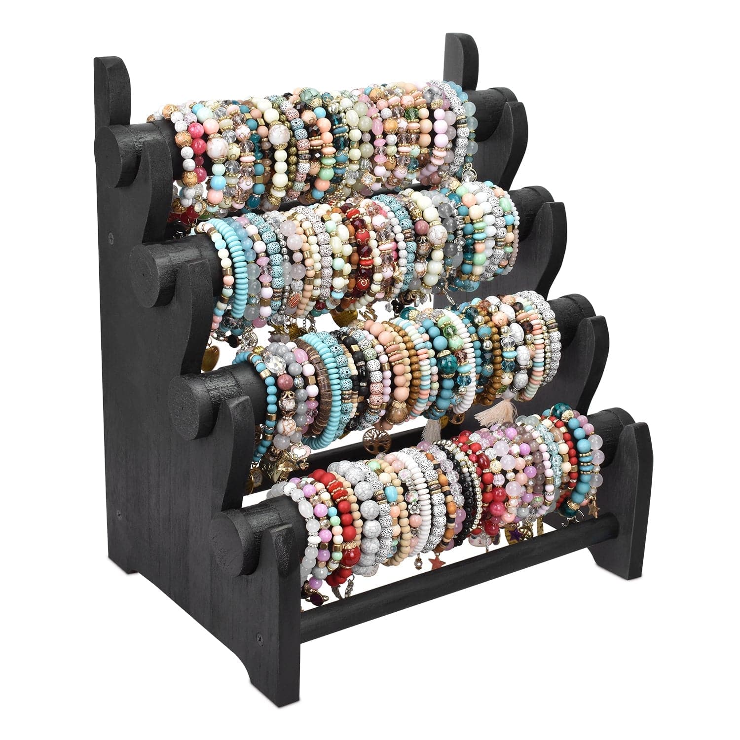 Wood 4 Bar Bracelet Display Stand -Nile Corp