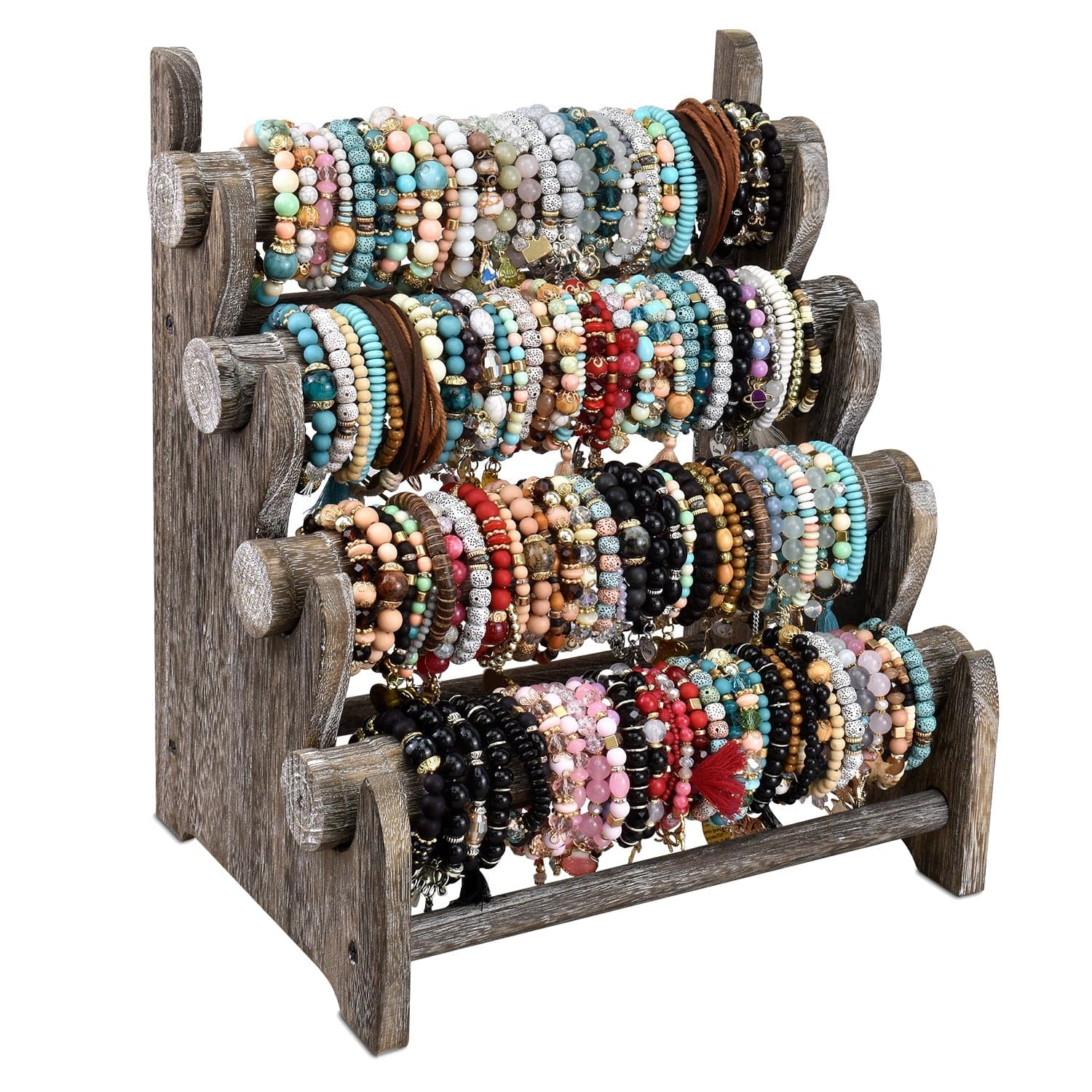 Wood 4 Bar Bracelet Display Stand -Nile Corp