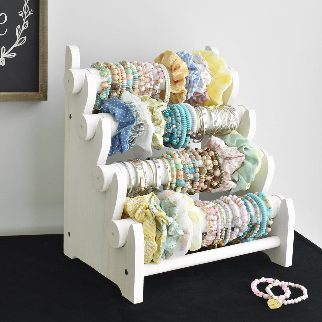 #WD3804 Antique Wooden 4 Tier Bracelet Display Rack