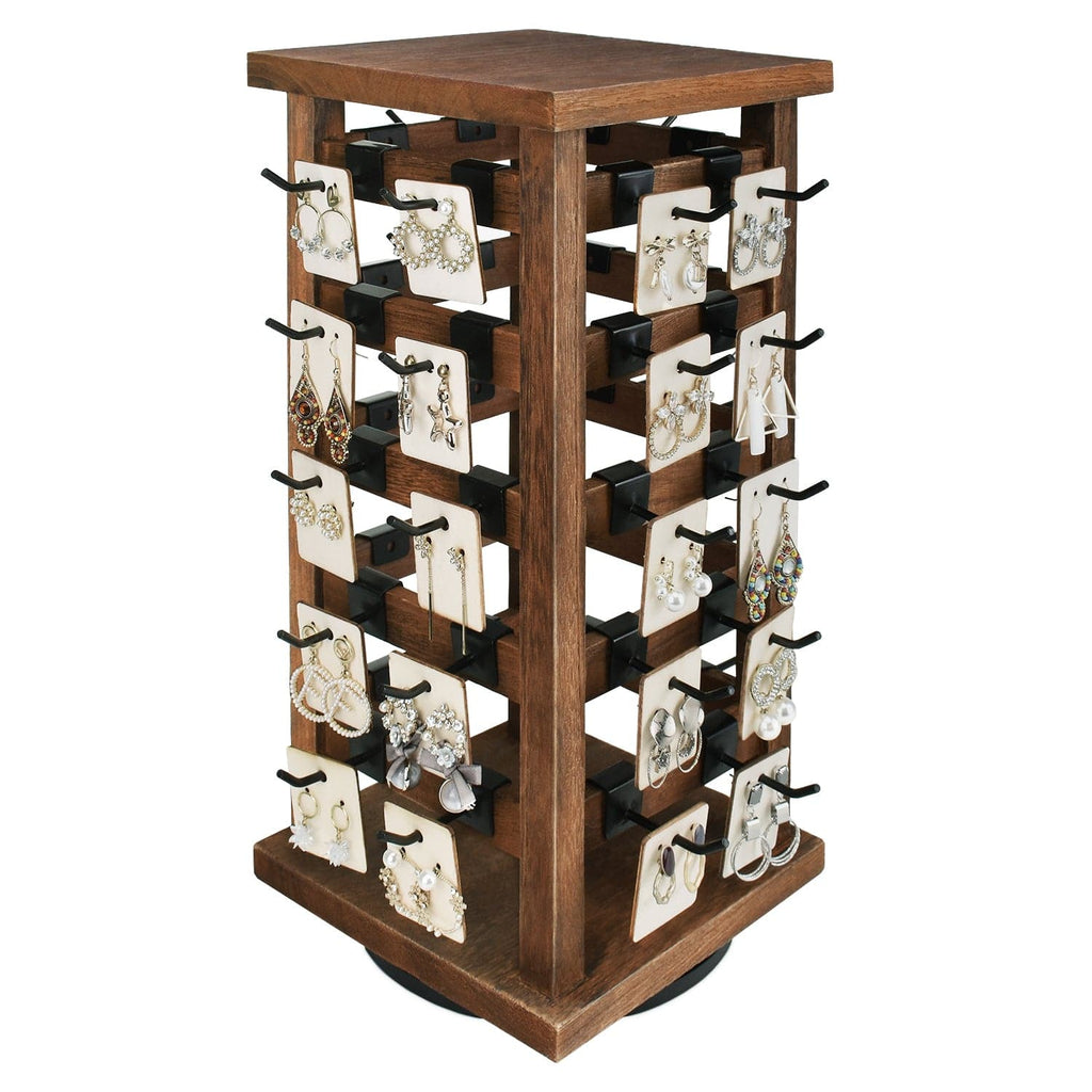 #WD4020 Wood Rotating Jewelry Storage Earrings Display
