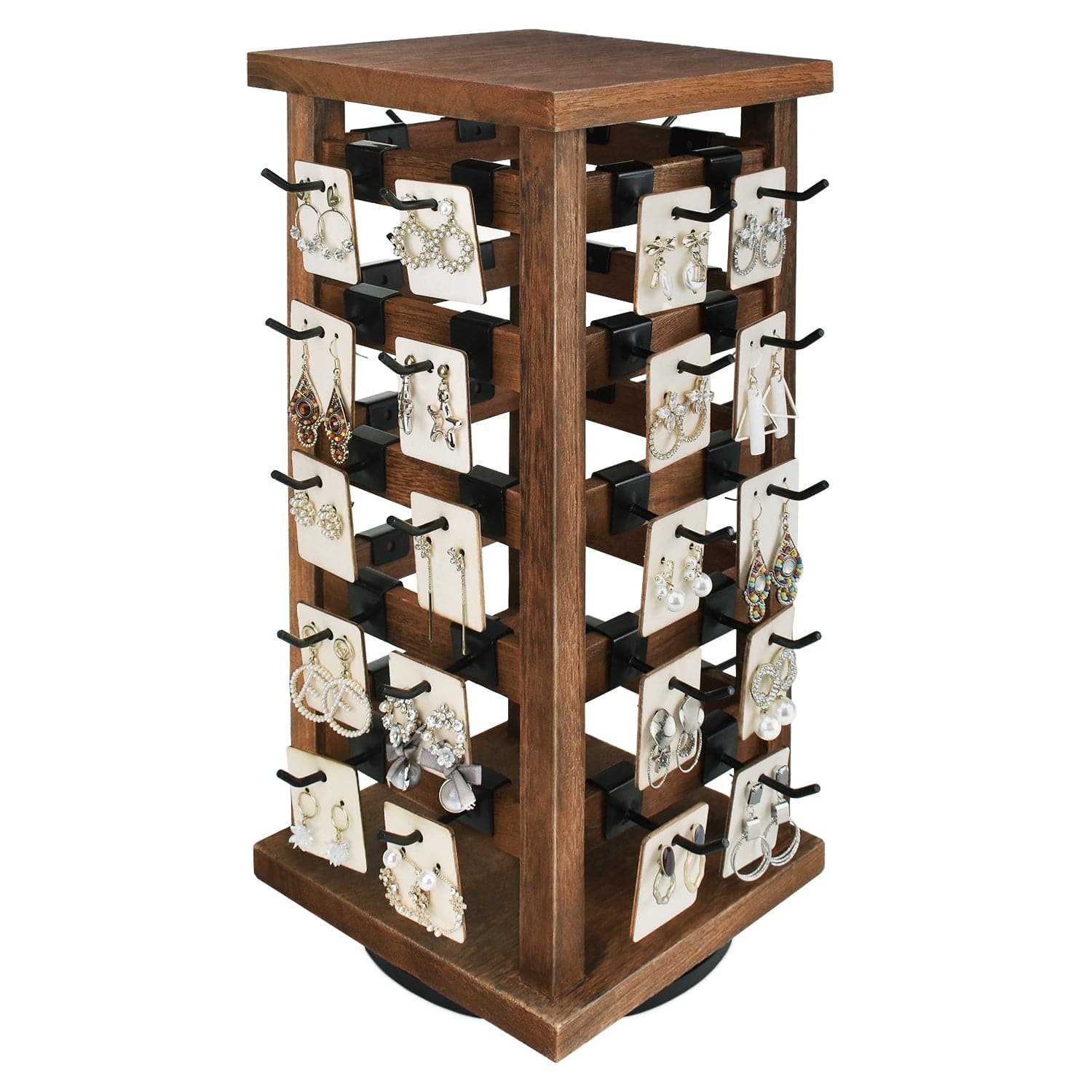 #WD4020 Wood Rotating Jewelry Storage Earrings Display