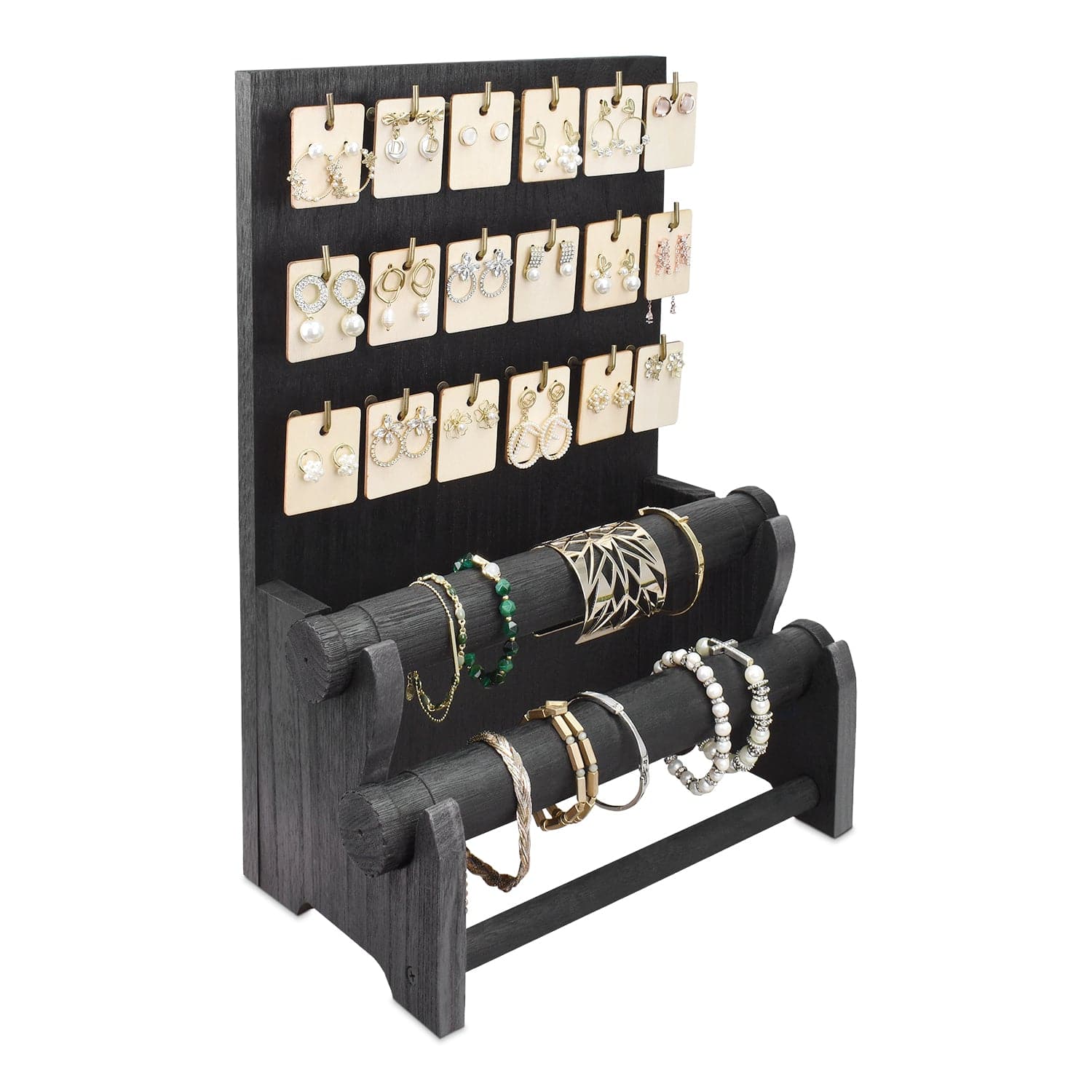 #WD4802 18 Hooks Wood Jewelry Display Stand