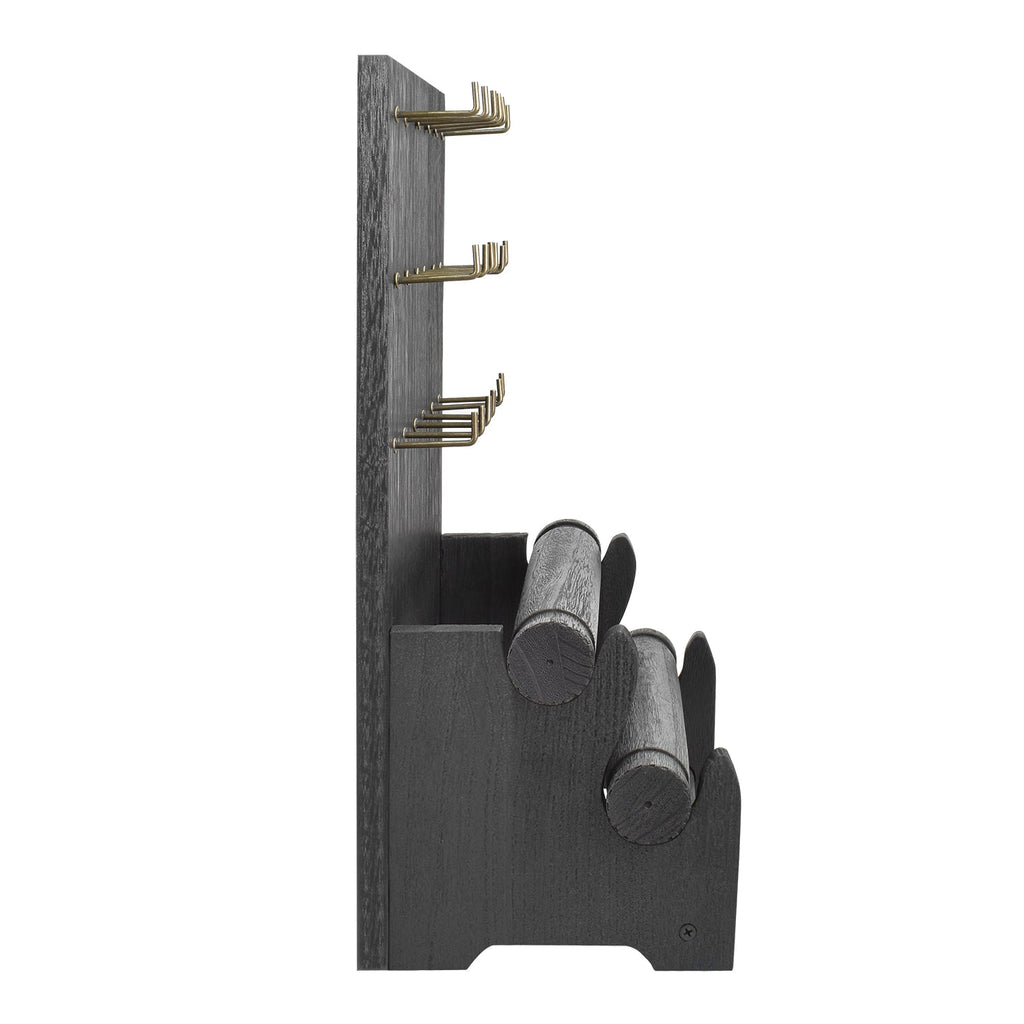 #WD4802 18 Hooks Wood Board Jewelry Earring Display Stand with 2 Removable Holders, Brown Color