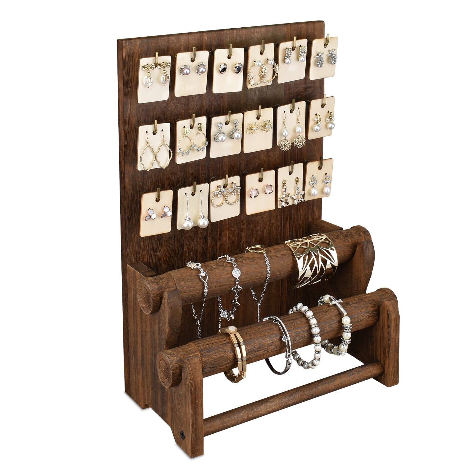 #WD4802 18 Hooks Wood Jewelry Display Stand