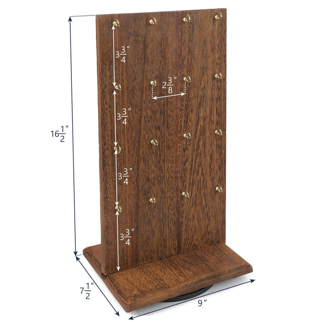 #WD5062 Wooden Rotating Two-Sided Jewelry Display Stand 32 Hooks