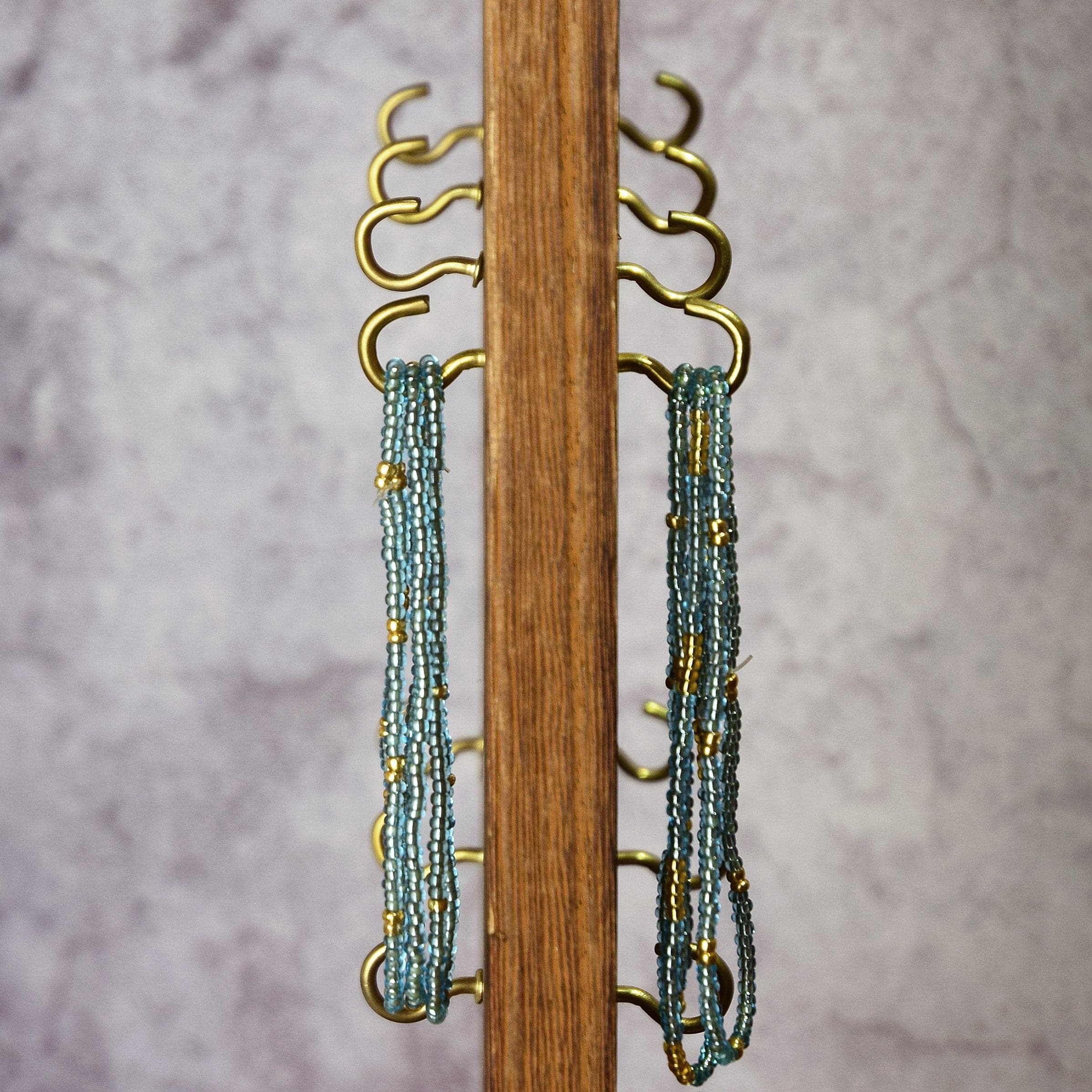 #WD5062 Wooden Rotating Two-Sided Jewelry Display Stand 32 Hooks