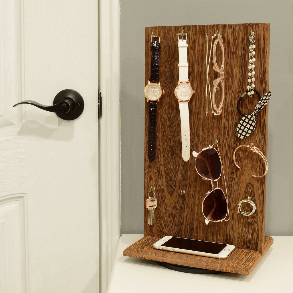 #WD5062 Wooden Rotating Two-Sided Jewelry Display Stand 32 Hooks