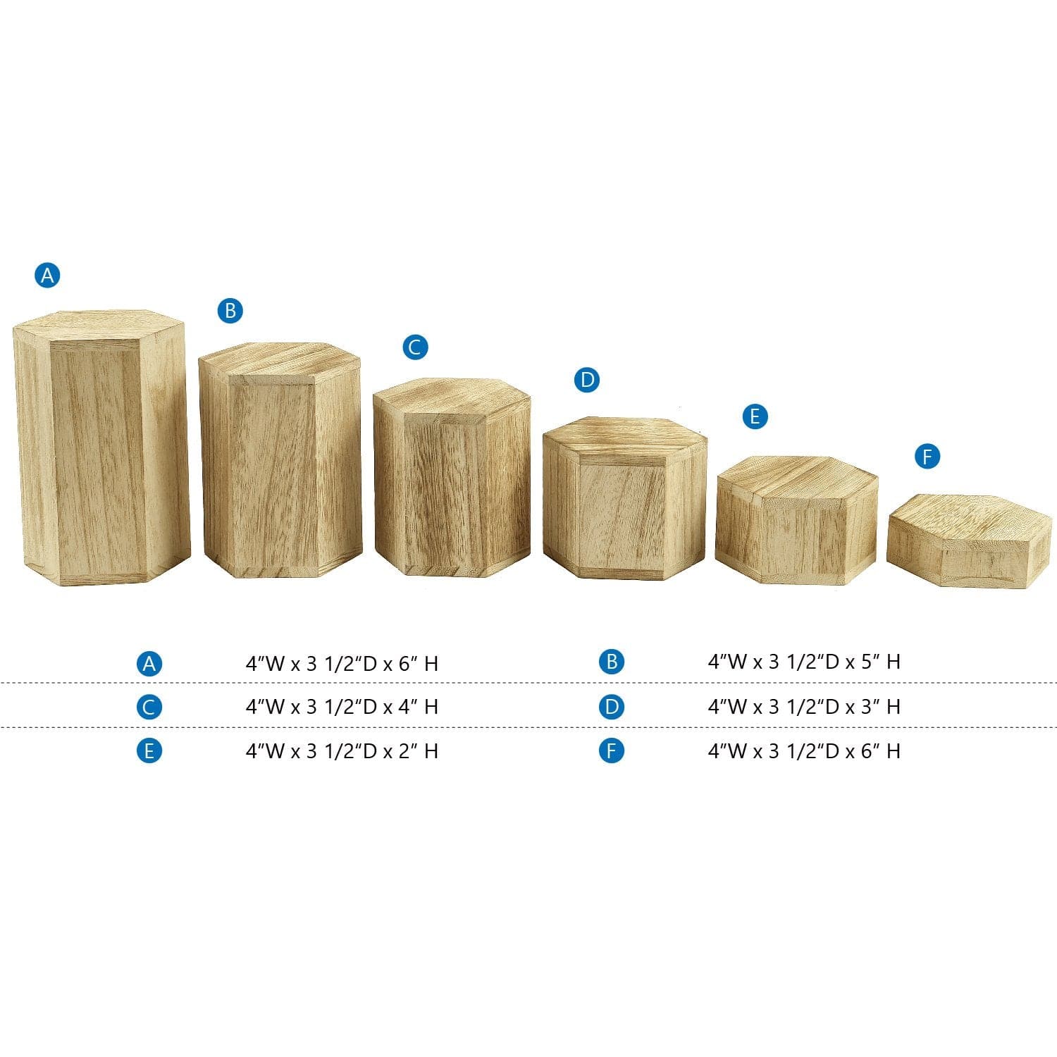 #WD513 Wooden 6 Pcs Hexagon Risers Display