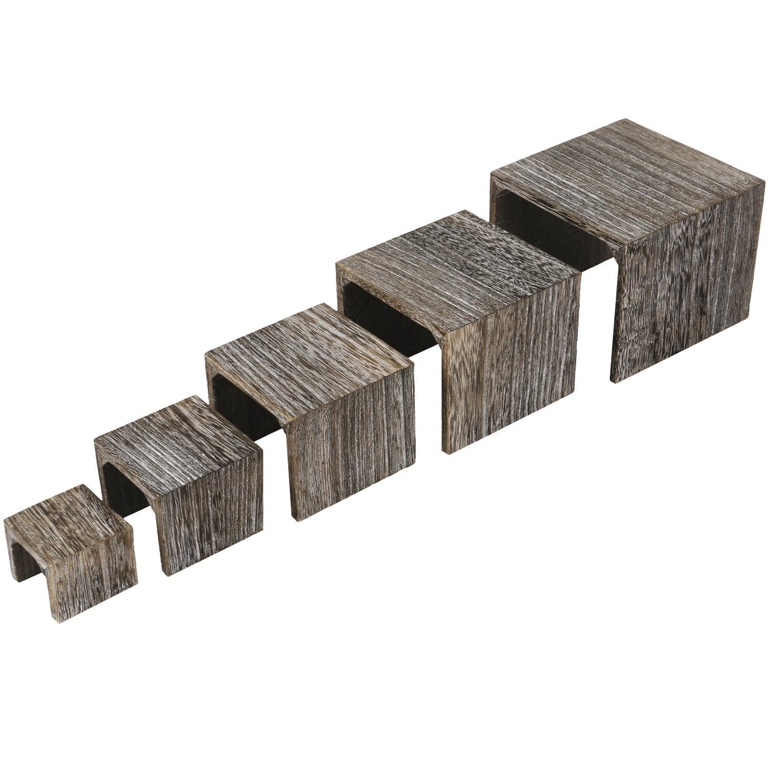 #WD525CF 5 Pieces Wooden Multi Functions Display Risers, Coffee Color
