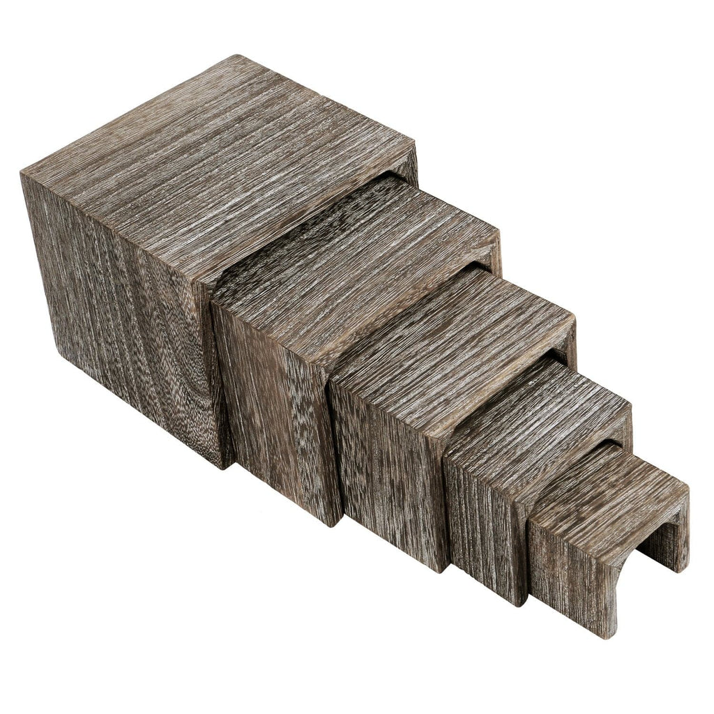 #WD525CF 5 Pieces Wooden Multi Functions Display Risers, Coffee Color