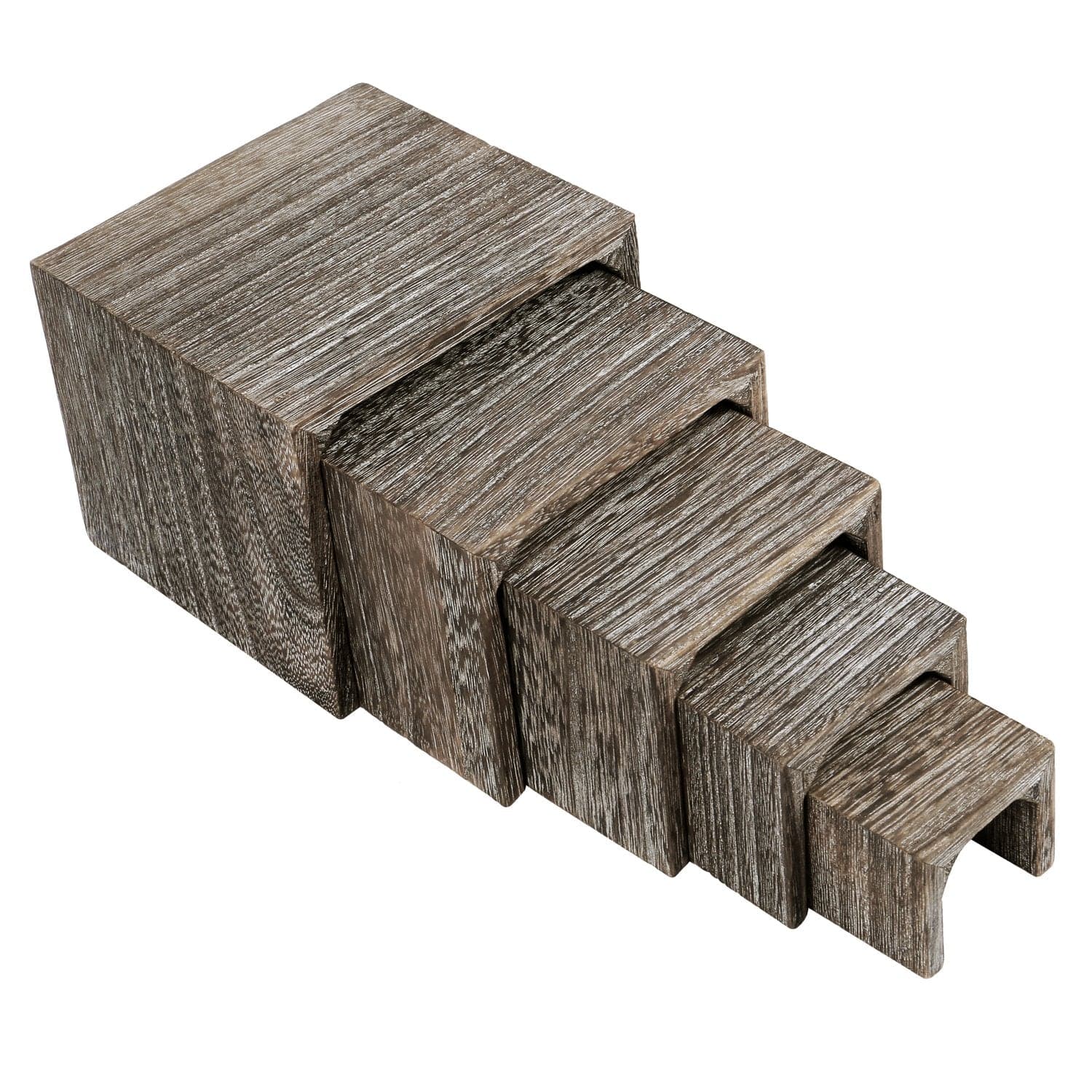 #WD525CF 5 Pieces Wooden Multi Functions Display Risers, Coffee Color